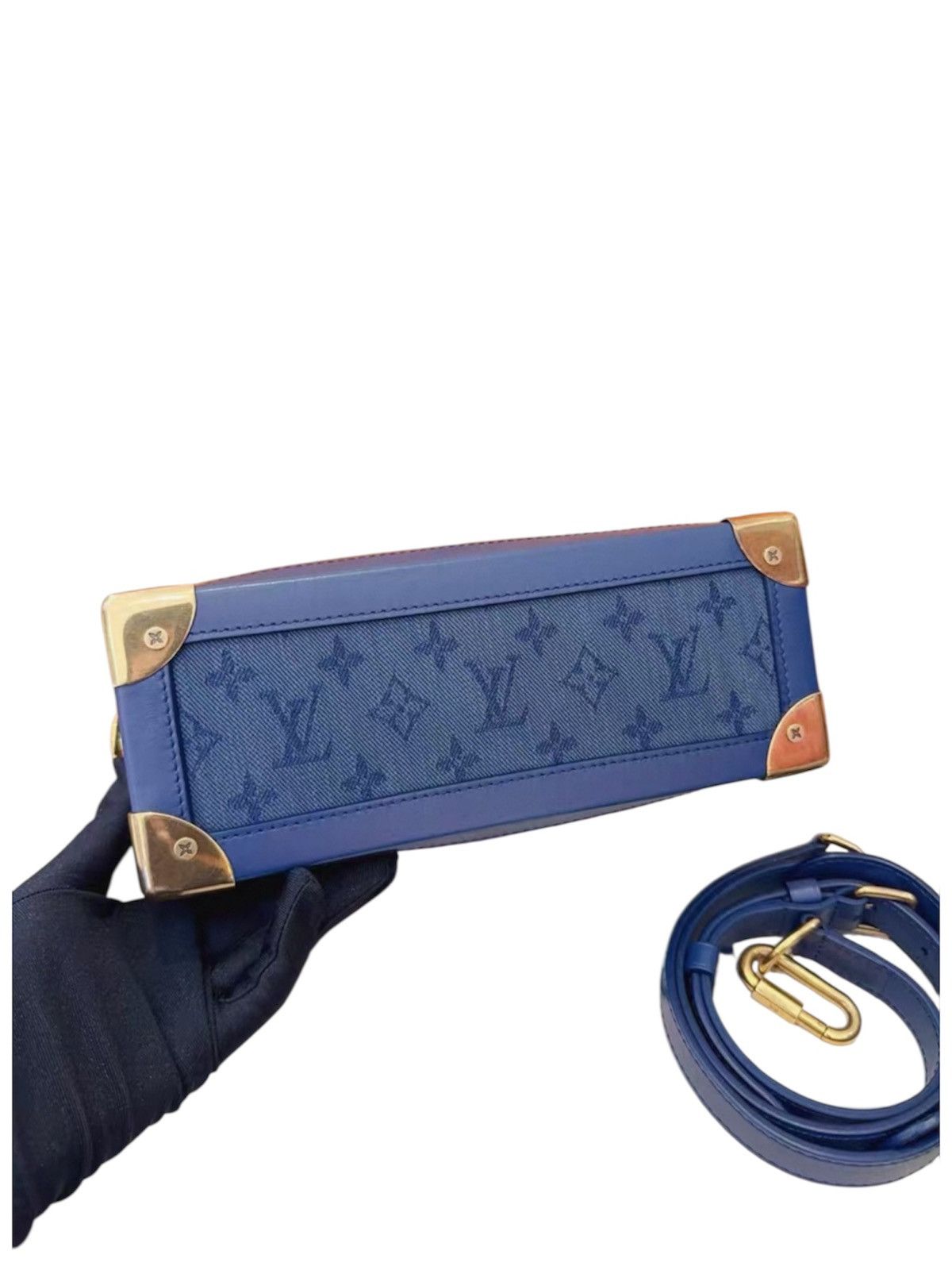 Louis Vuitton Louis Vuitton Soft Trunk Crossbody Bag Monogram Denim Navy Size ONE SIZE - 3 Thumbnail