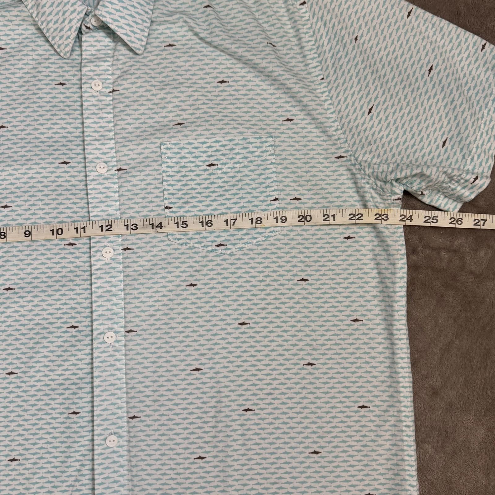 Haggar Haggar Men's Shark Print Short Sleeve Button Up Size US L / EU 52-54 / 3 - 10 Thumbnail