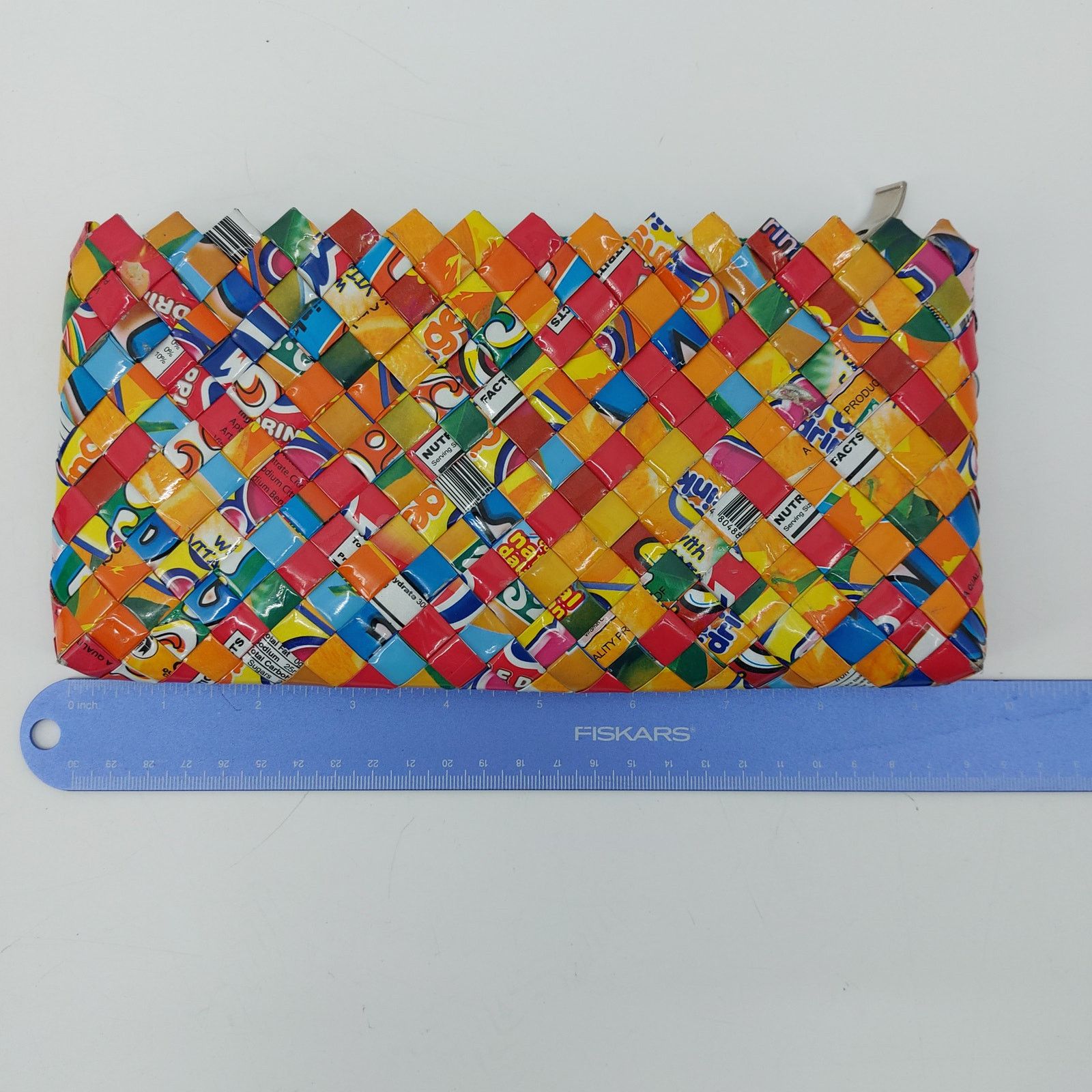 Handmade Handmade Recycled Woven Zip Purse Clutch Gum Candy Wrapper Size ONE SIZE - 3 Thumbnail