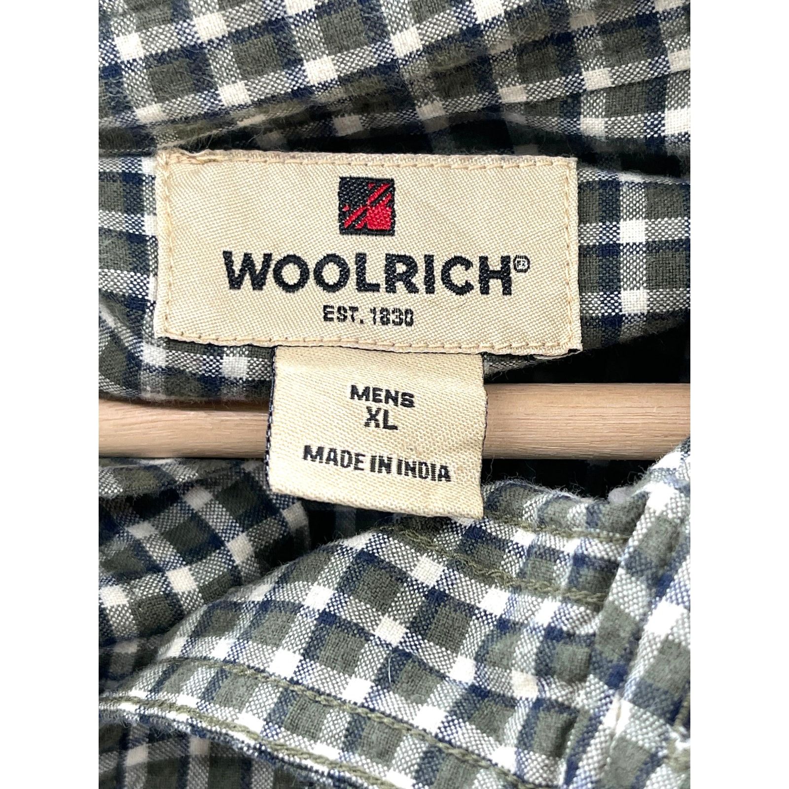 Vintage × Woolrich Woolen Mills Woolrich Men's Green Micro Check Button Down L/S Shirt Size US XL / EU 56 / 4 - 3 Thumbnail