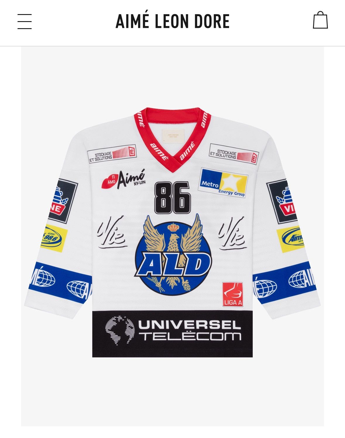Pull Hockey Jersey Aime Leon Dore Noir - Taille XL, 100% Coton, Neuf Avec étiquettes