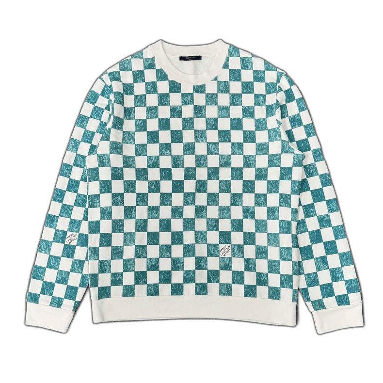 Louis Vuitton Louis Vuitton Checkered Sweatshirt in White Green-yf Size US L / EU 52-54 / 3 - 1 Thumbnail