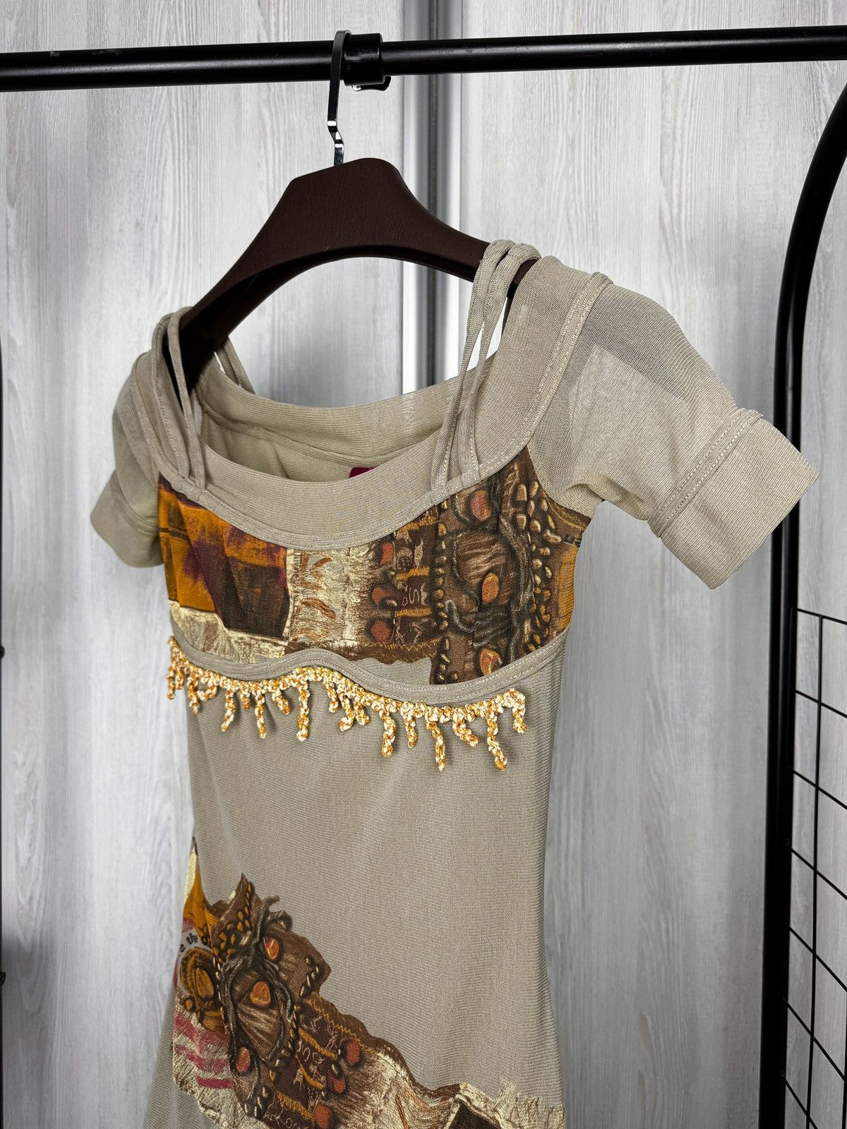 Other Save the Queen mesh patchwork style vintage fringed dress Size S / US 4 / IT 40 - 4 Thumbnail