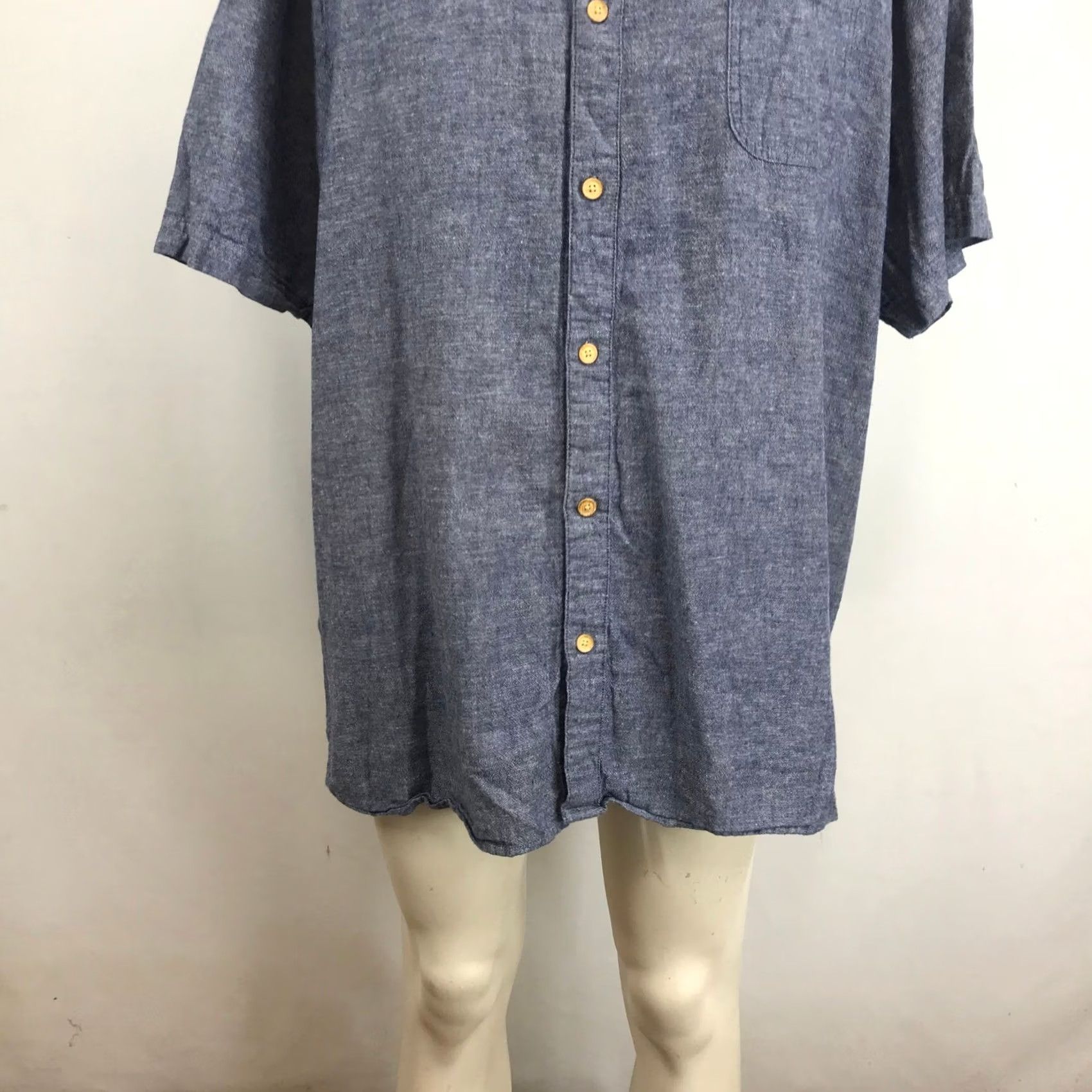 Vintage Even Tide Shirt Mens 3XL Blue Cotton Linen Short Sleeve Button-Up Regular Fit Size US XXL / EU 58 / 5 - 3 Thumbnail
