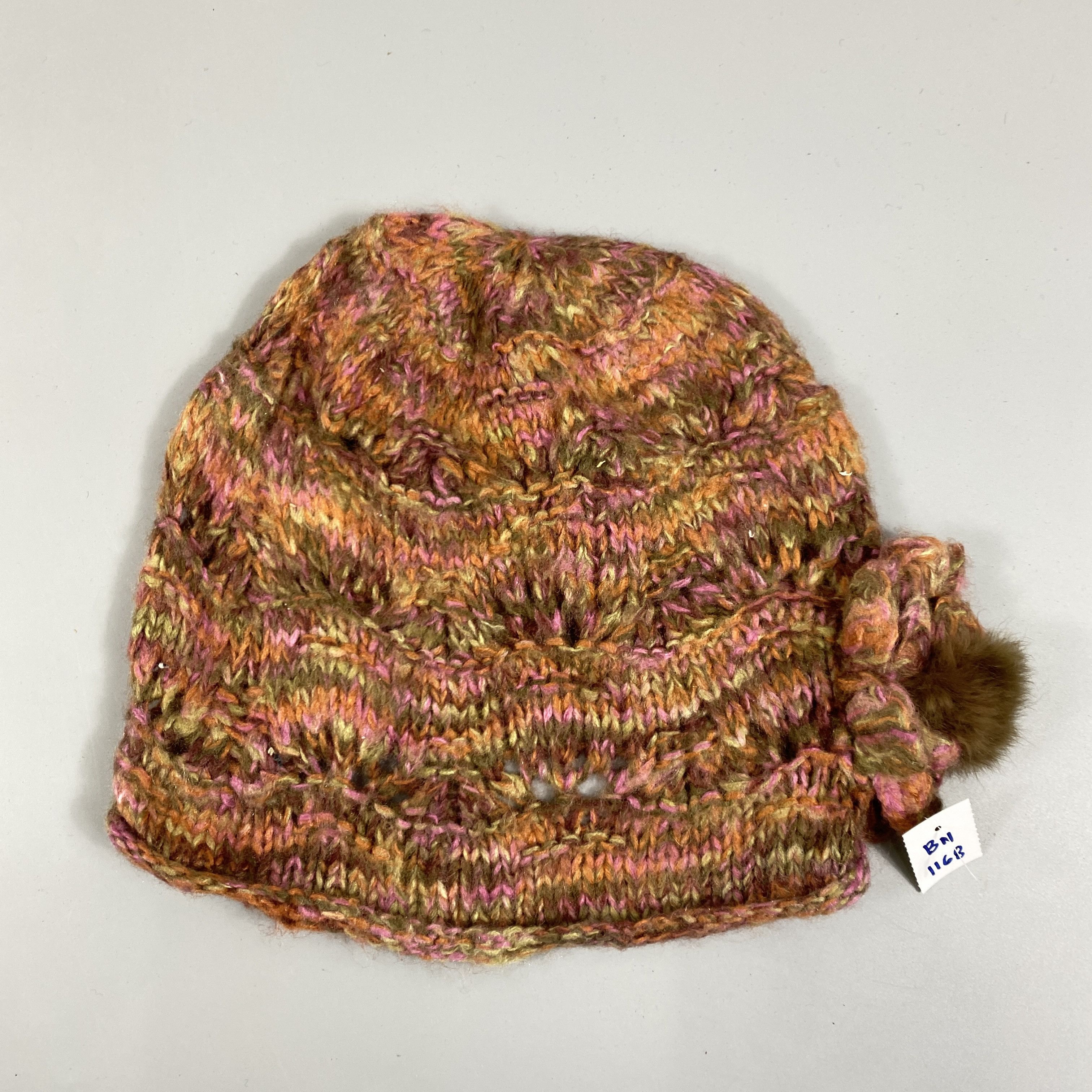 Japanese Brand Cypres Colline Knit With Flowers Beanie Hat -BN1168 Size ONE SIZE - 6 Thumbnail