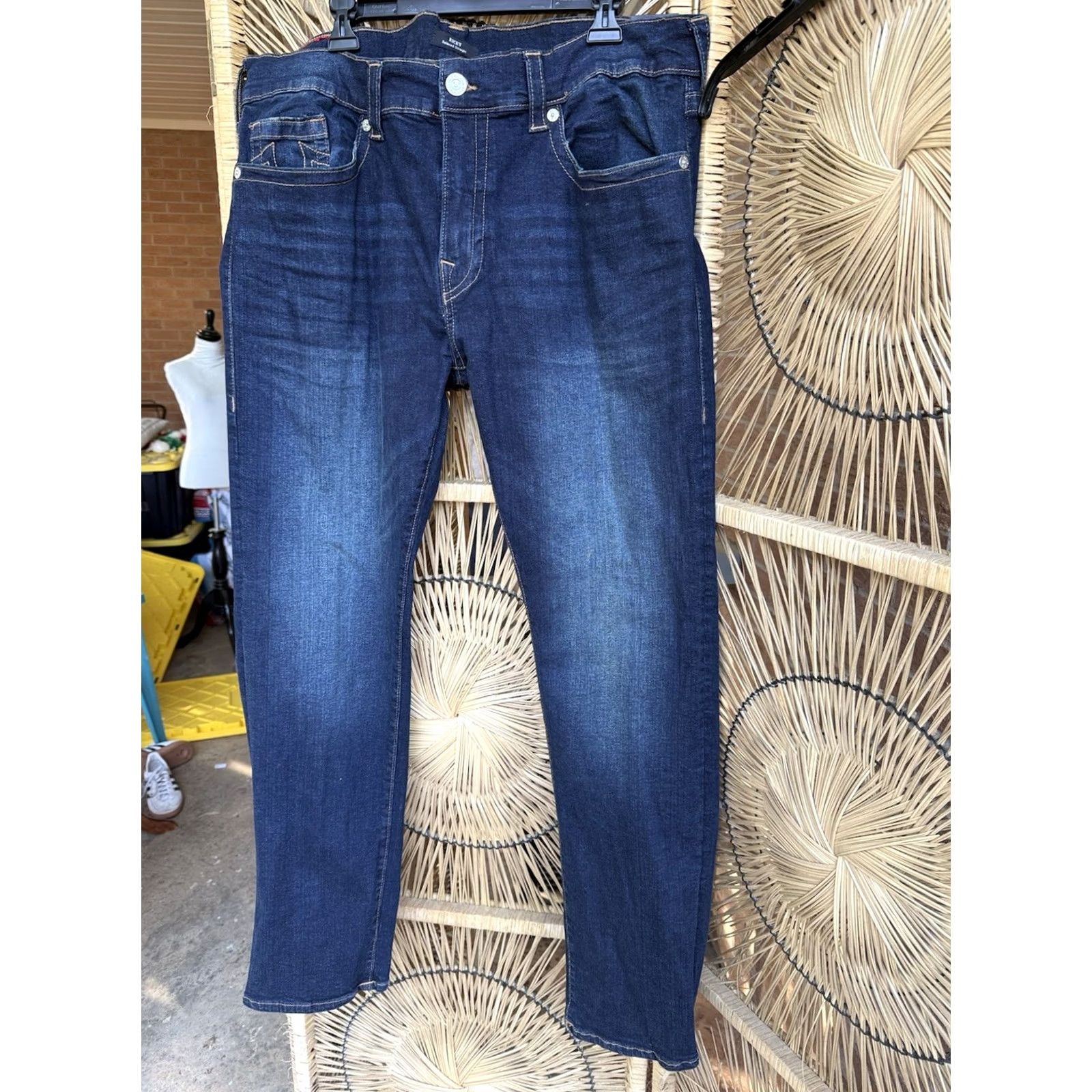 True Religion VINTAGE True Religion Ricky Relaxed Straight Jeans Mens 40x32 Dark Wash Stretch Denim Size US 40 / EU 56 - 6 Thumbnail