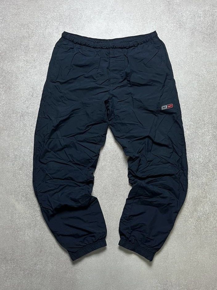 Nike × Vintage Vintage Nike Swoosh Baggy Nylon Trackpants Y2K L Size US 34 / EU 50 - 1 Thumbnail