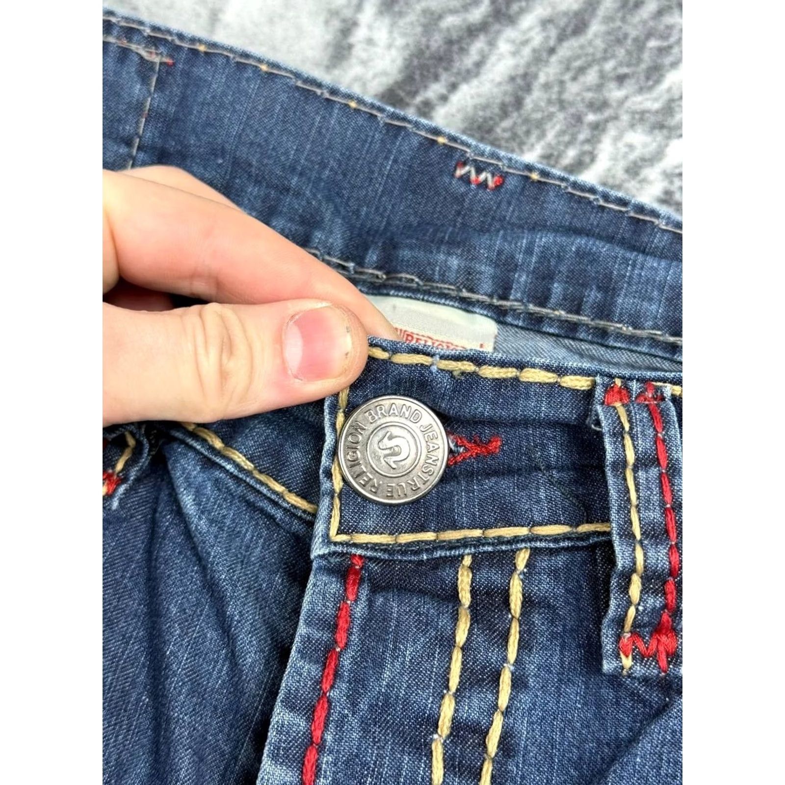 True Religion VINTAGE True Religion Rocco Denim Jeans Men 34x34 Blue 5-Pocket Straight Long Rise 10-12in Logo Pattern Solid Jeans Baggy Size US 34 / EU 50 - 6 Thumbnail