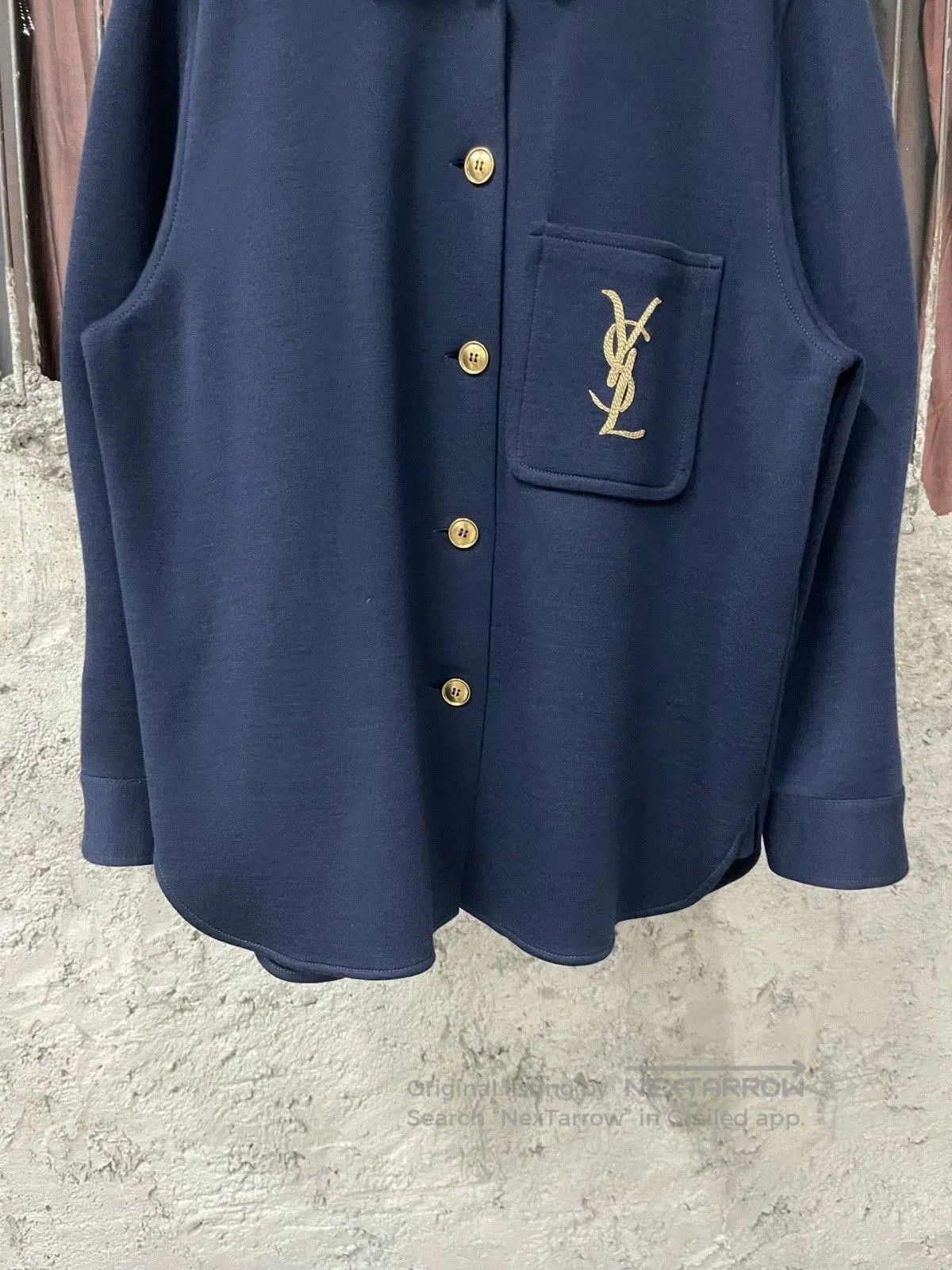 Saint Laurent Paris Saint Laurent Dark Blue YSL Logo Shirt. Size US XS / EU 42 / 0 - 4 Thumbnail