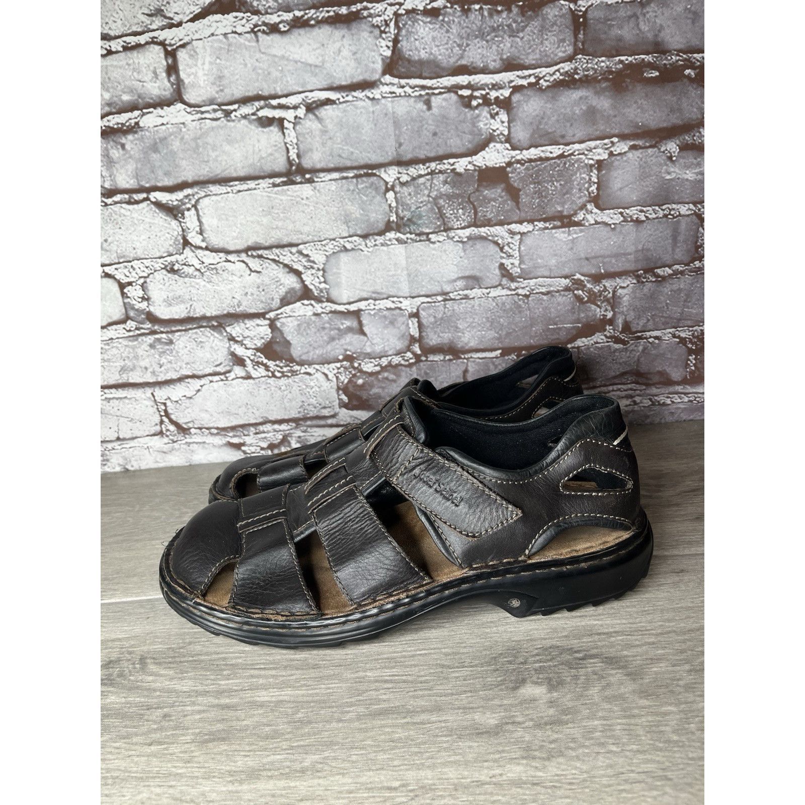 JOSEF SEIBAL Josef Seibel Jeremy Brown Leather Fisherman Strap Sandals Me Size US 12 / EU 45 - 13 Thumbnail