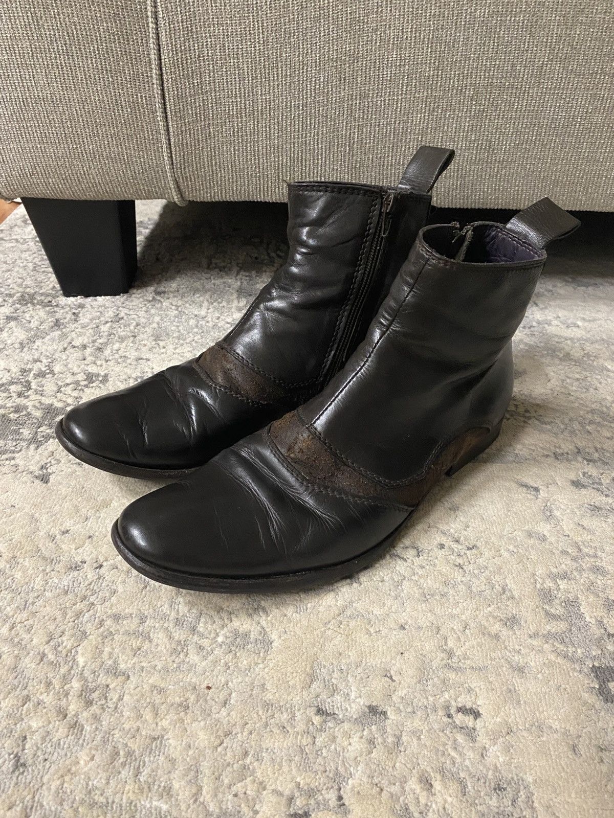 MFG - Side Zip Leather Ankle Boots