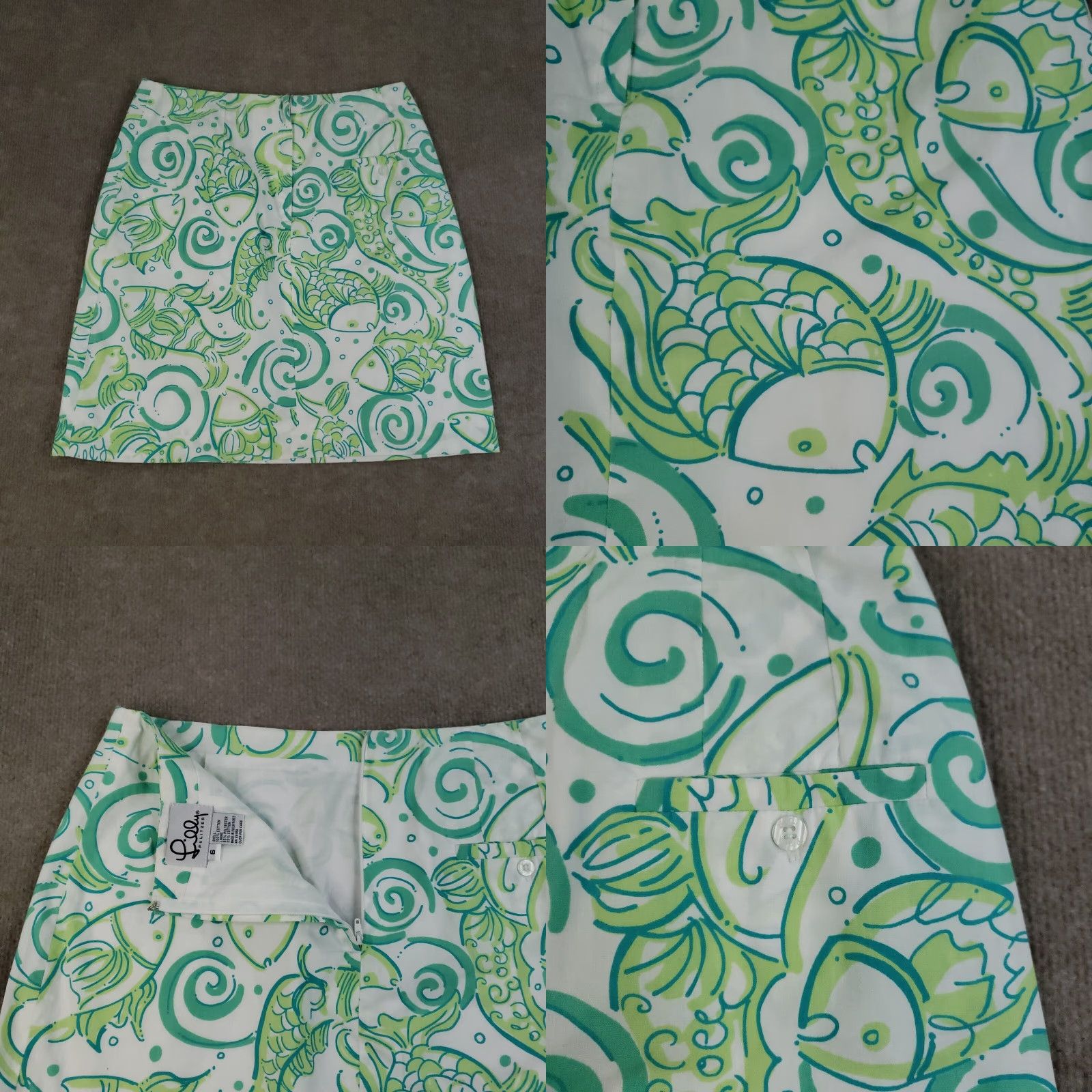Lilly Pulitzer VTG Lilly Pulitzer Women's Skirt Size 6 Green Geometric Cotton Short Mini Casual Size 28" / US 6 / IT 42 - 8 Thumbnail