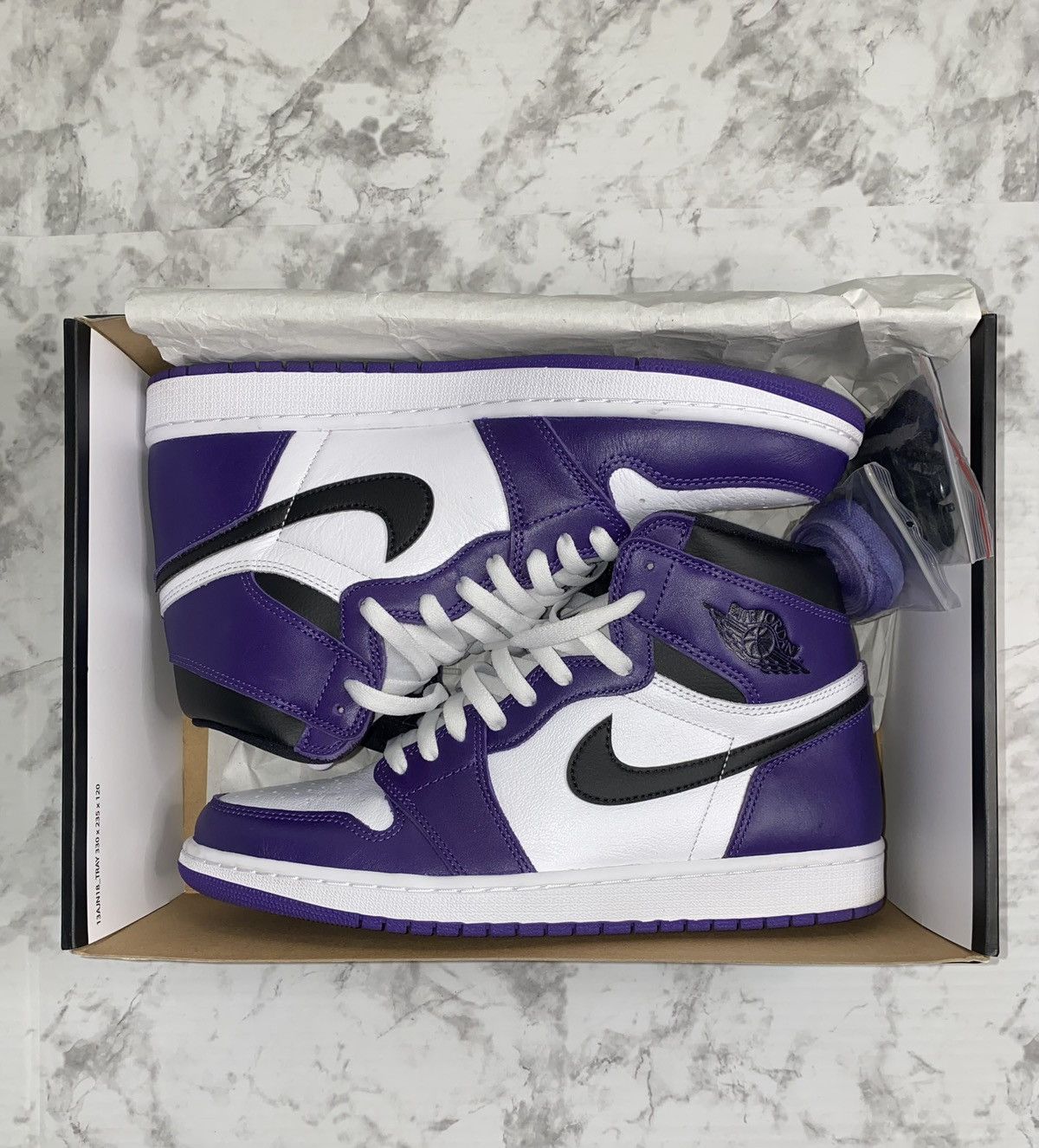 image of Nike Jordan 1 Retro High Court Purple (2020) Shoes in Purple/White, Men's (Size 11)