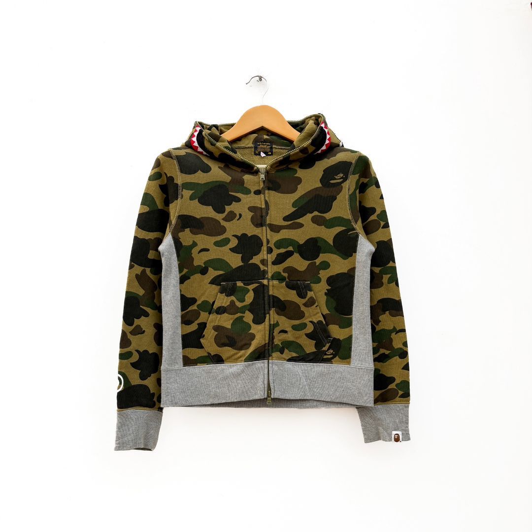Bape Woodland Camo Shark Full Zip Hoodie | Grailed