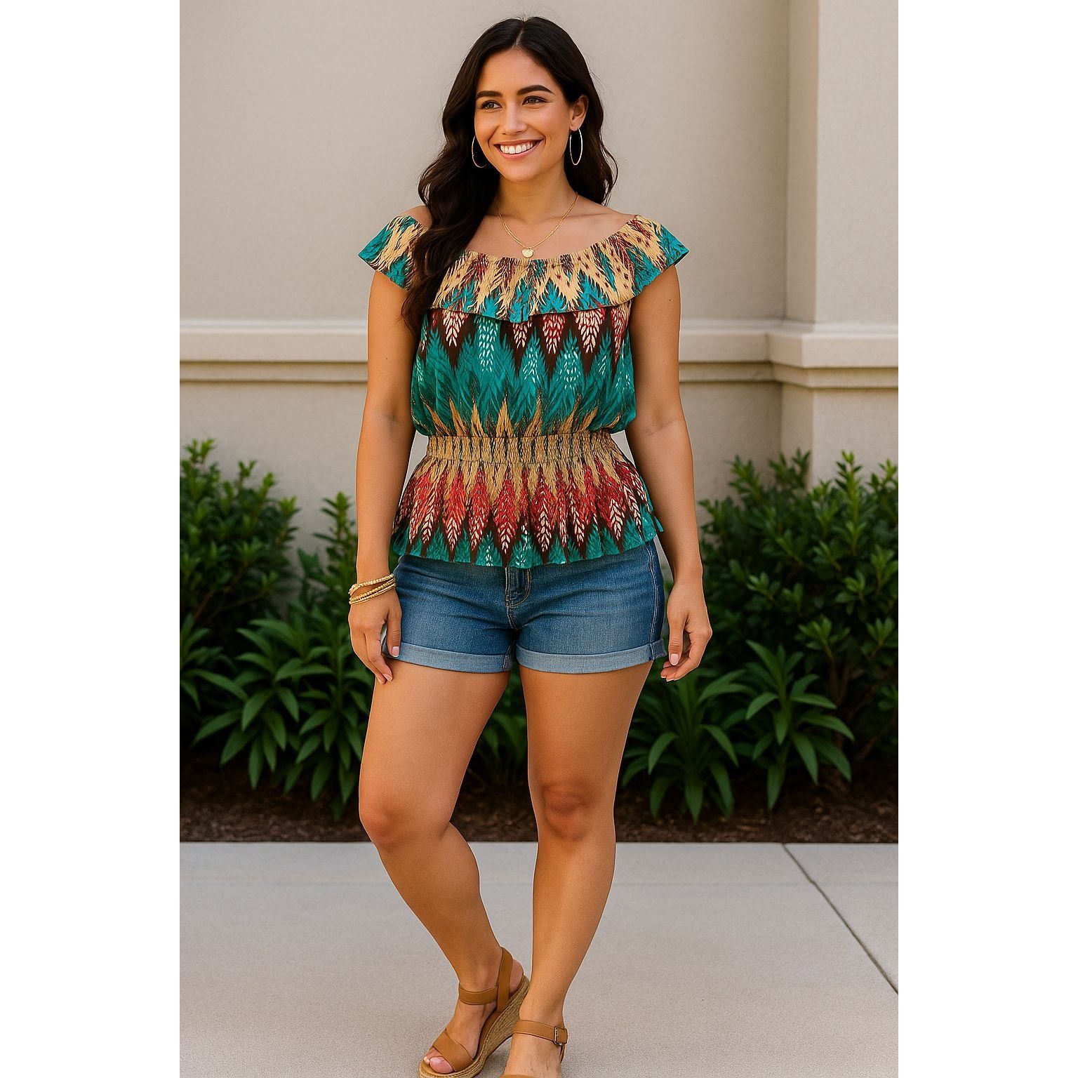 Other ACE Fashion Boho Peasant Blouse Festival Top Colorful Smocke Size XXL / US 16-18 / IT 52-54 - 2 Thumbnail