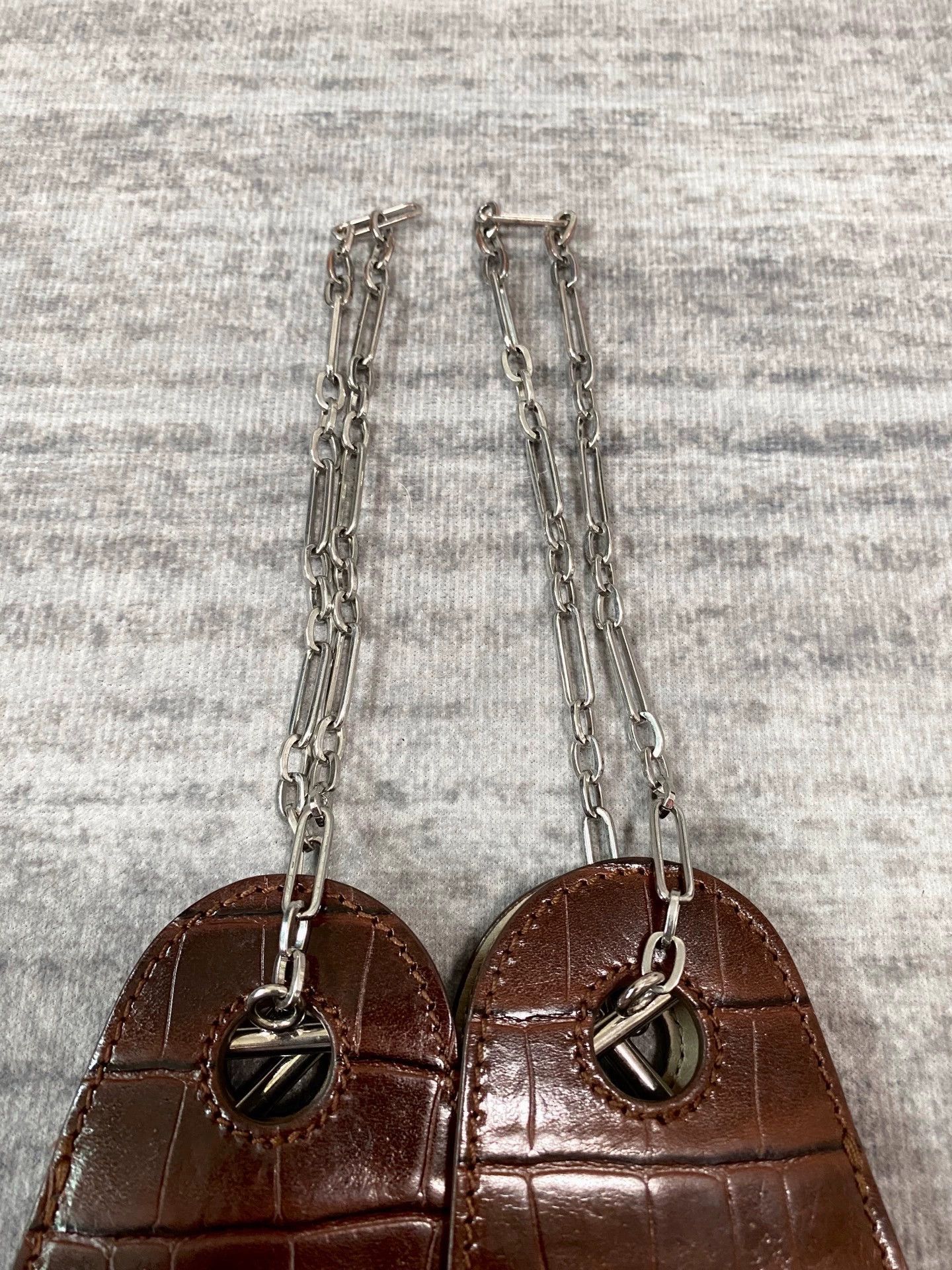 Lemaire Lemaire Crocodile-Embossed Chain Handbag Burgundy Size ONE SIZE - 4 Thumbnail