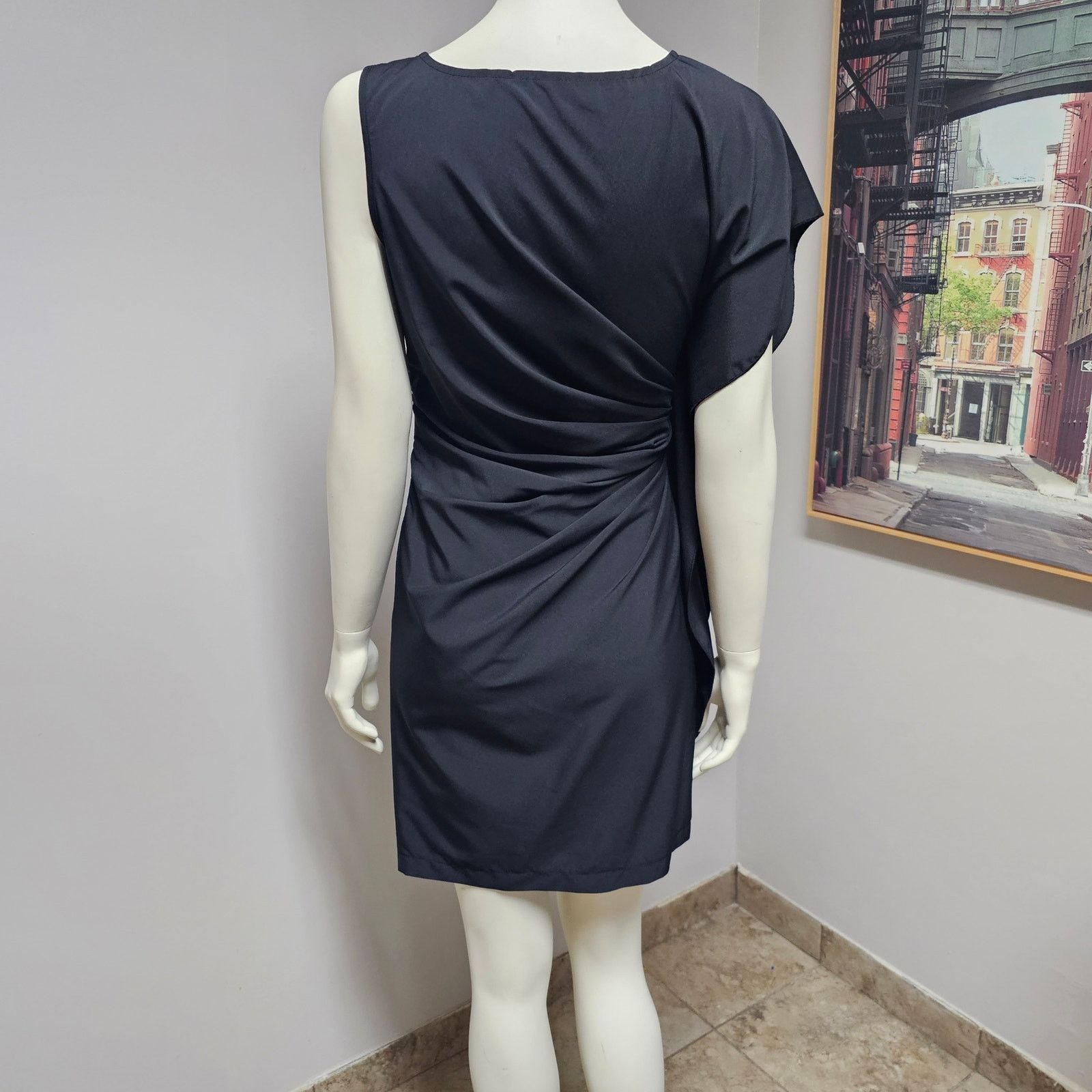 Other Jean Claude Pierlot ROME Ruffle Black Satin Dress Size Small Size S / US 4 / IT 40 - 2 Thumbnail