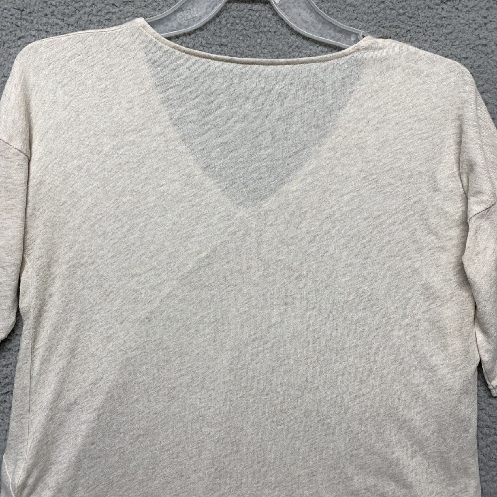 Calvin Klein Calvin Klein Pullover Top Women's S/P Heather Cream Sequins V-Neck Relaxed Fit Shirt Size S / US 4 / IT 40 - 5 Thumbnail