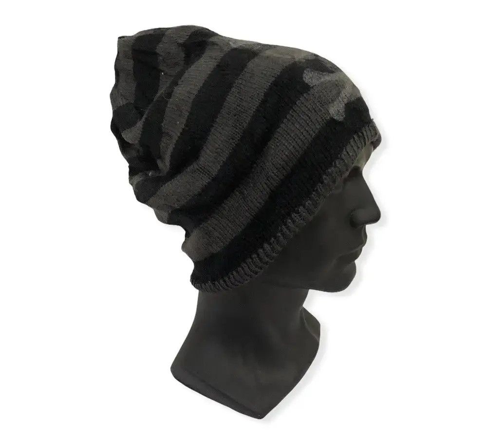 Seditionaries Japanese Brand Skulls Striped Design Reversible Beanie Hat Size ONE SIZE - 2 Thumbnail
