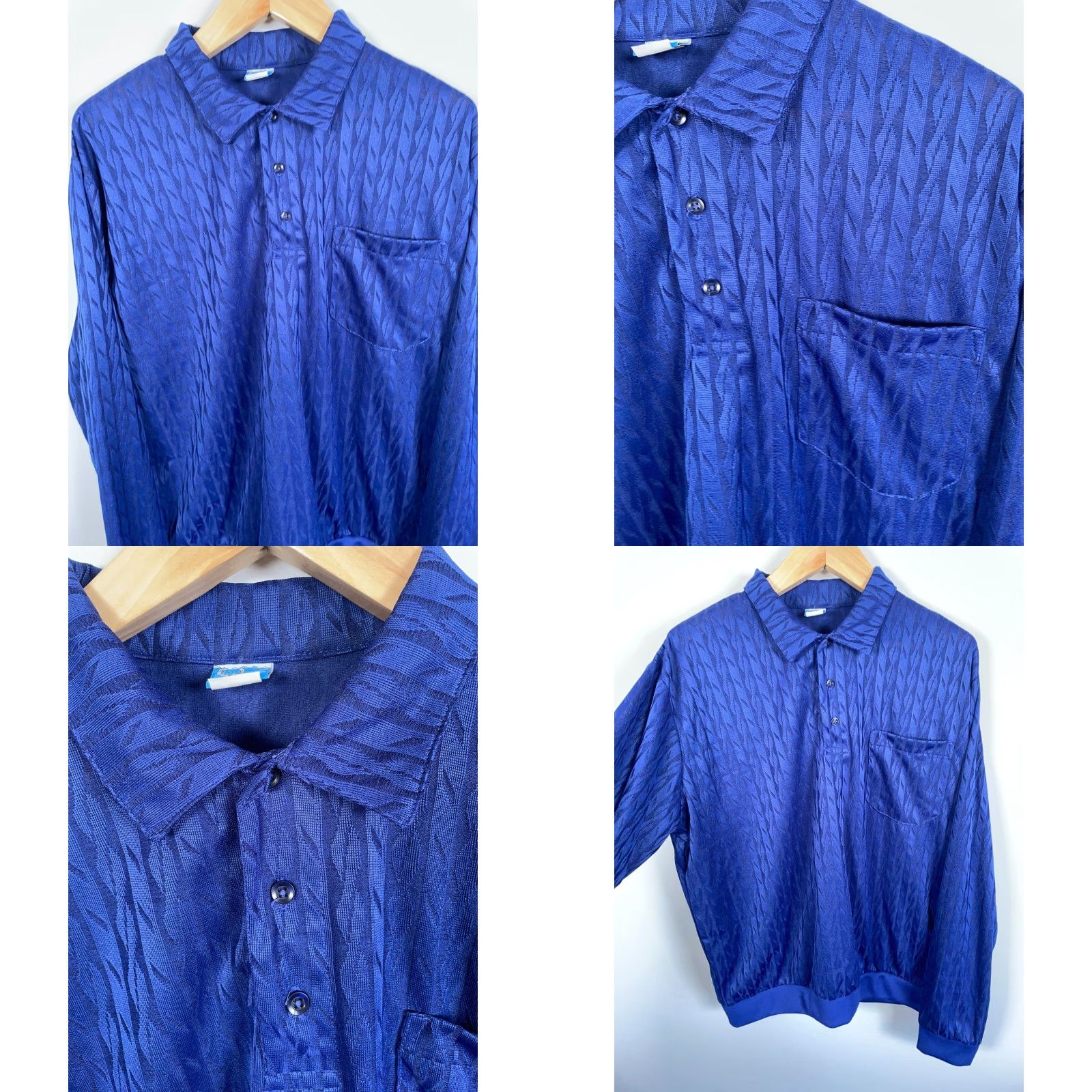Haband VINTAGE Haband Polo Shirt 90s Dad Style Long Sleeve XL Blue Relaxed Fit Lightweight Polyester Mens casual workwear Size US XL / EU 56 / 4 - 9 Thumbnail