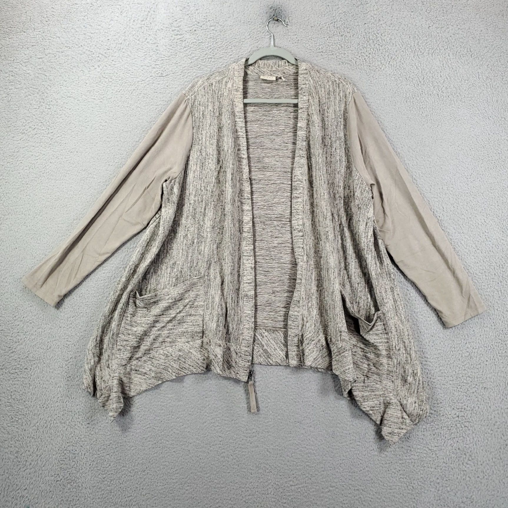 Vintage LOGO Lori Goldstein Full Zip Cardigan Jacket Womens Size 1X Gray Beige Flowy Size XL / US 12-14 / IT 48-50 - 6 Thumbnail