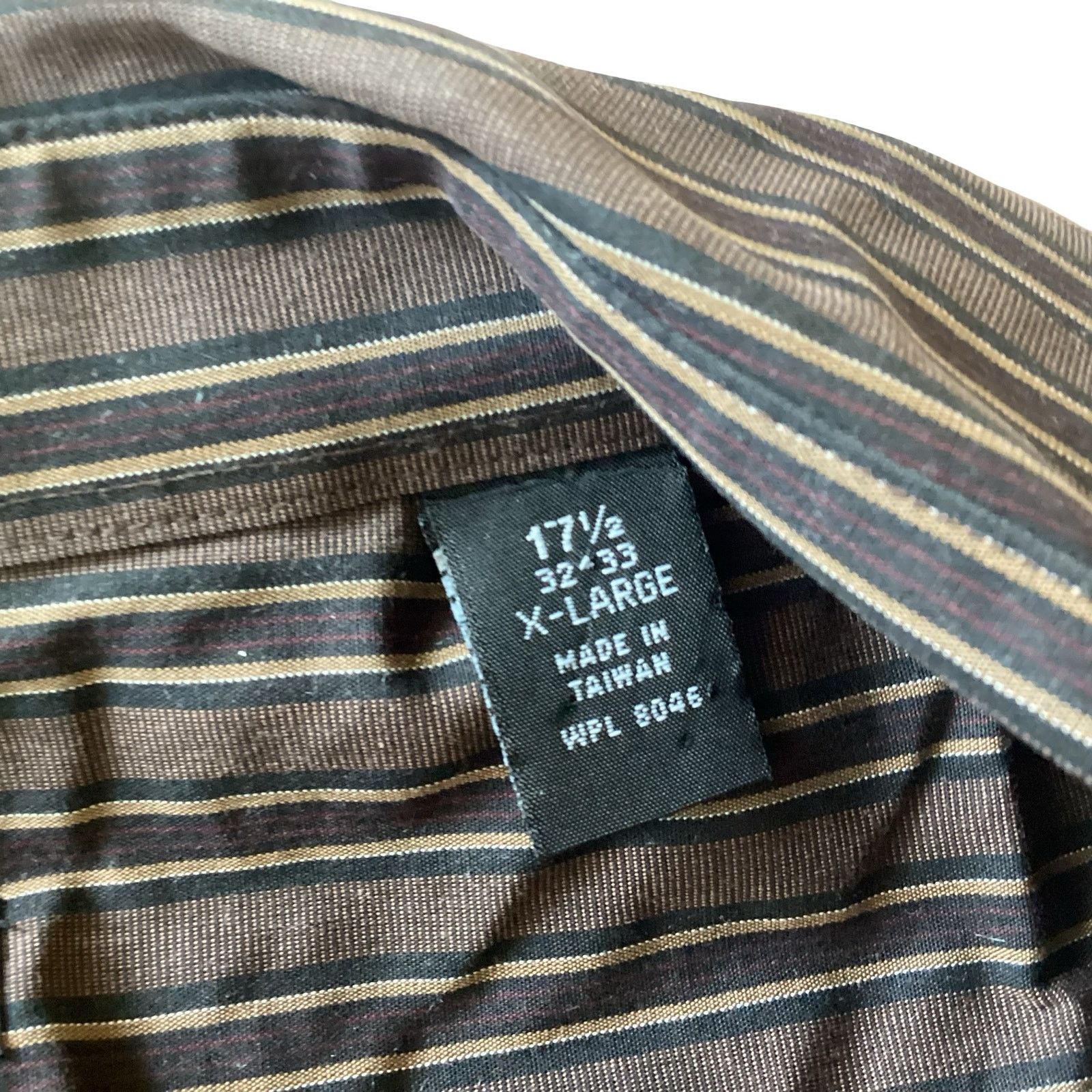 Alfani Alfani Brown Vertical Stripes Shirt Size US XL / EU 56 / 4 - 7 Thumbnail