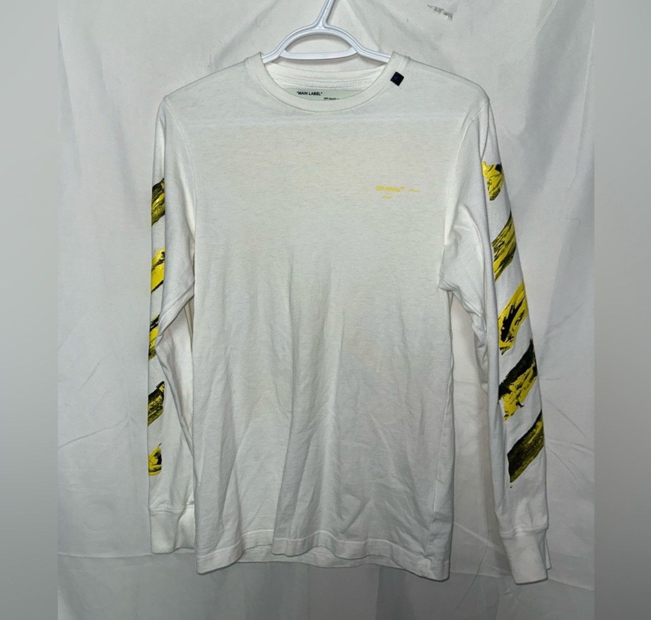 image of Off White Off-White White Yellow Painted Arrows Long Sleeve T-Shirt Xs, Women's