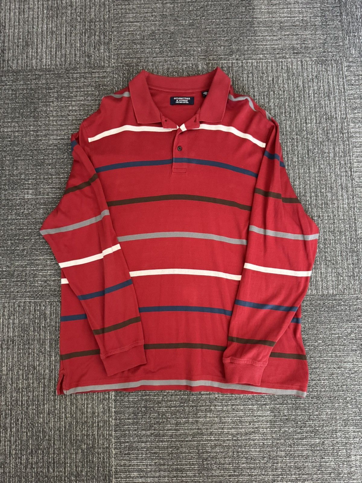 Roundtree & Yorke striped long sleeve polo shirt Size US XL / EU 56 / 4 - 1 Thumbnail