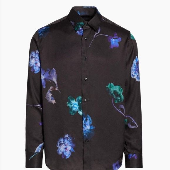Saks Fifth Avenue Saks Collection Floral Button-Front Shirt Black Men’s XL Size US XL / EU 56 / 4 - 1 Thumbnail