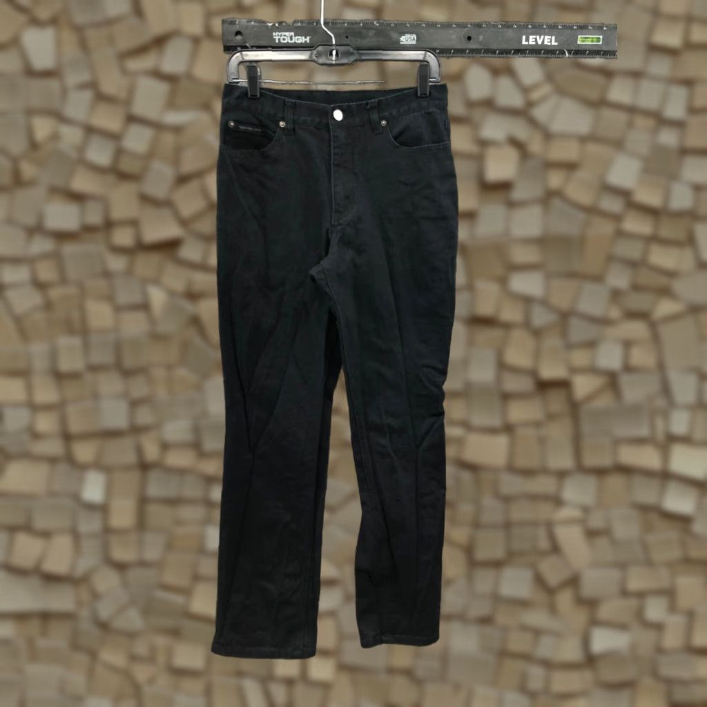 Denime NY Jeans Womens Jeans Size 8 Dark Wash Black Denim Straight Mid Rise Regular 5-Pocket Zipper Button Belt Loops 29in Inseam Size 30" / US 8 / IT 44 - 1 Thumbnail