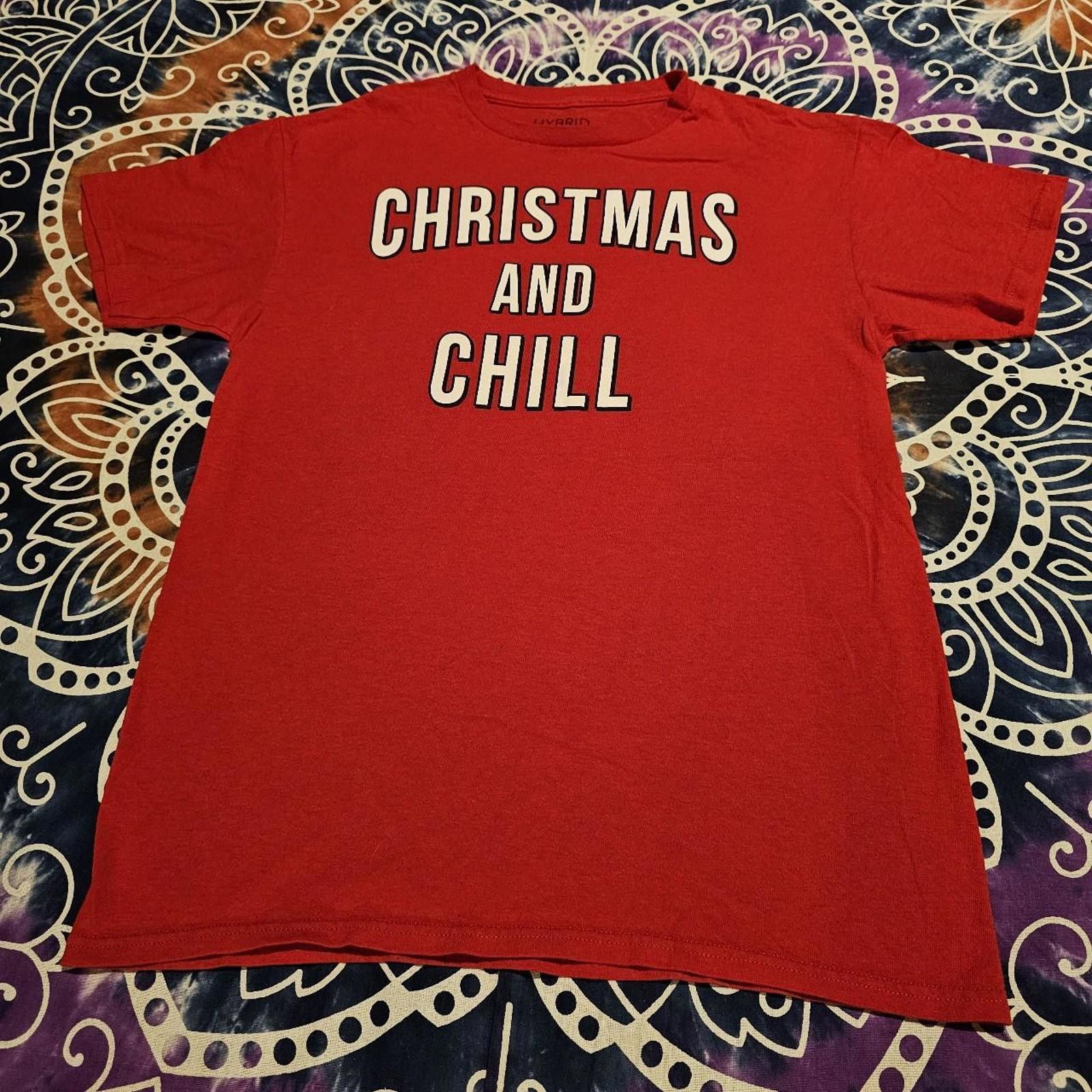 Designer Hybrid Apparel White and Red T-shirt Christmas and Chill Size US M / EU 48-50 / 2 - 2 Thumbnail