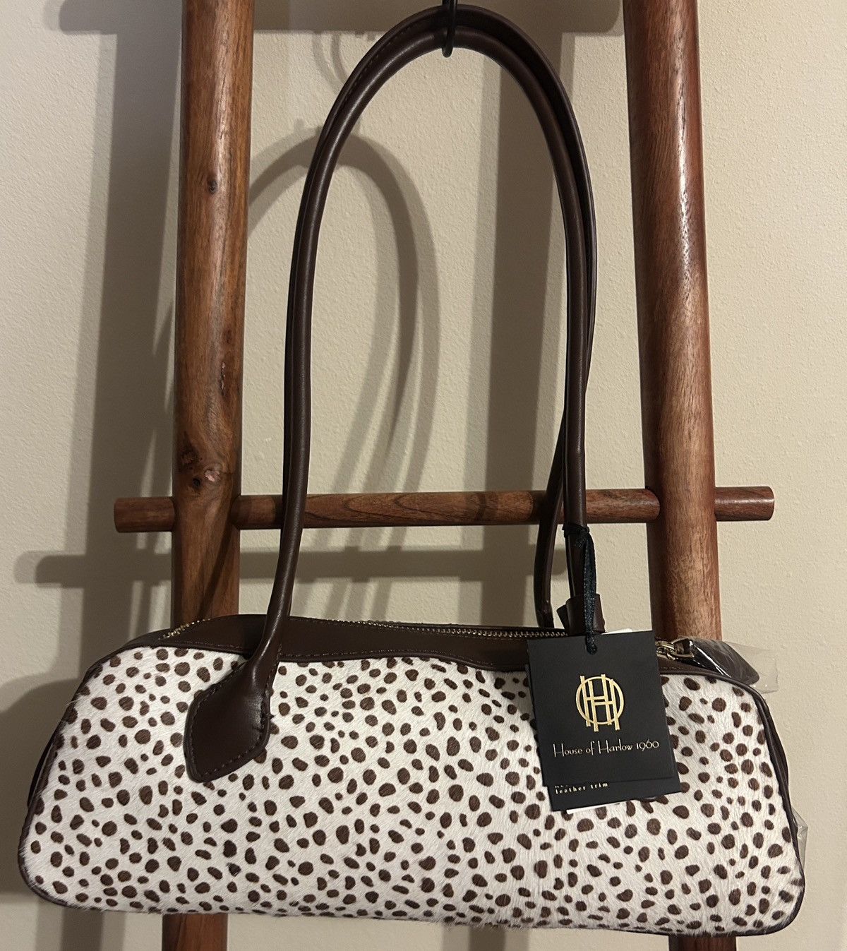 House of Harlow House of Harlow 1960 Genuine Calf Hair Dot Long Baguette Bag Size ONE SIZE - 2 Thumbnail