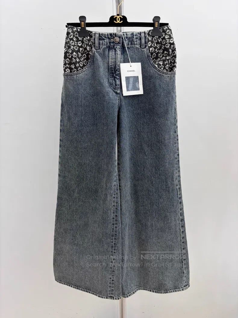 Chanel Chanel Broken flower stitching jeans and wide-leg trousers Size 24" / US 00 / IT 34 - 1 Thumbnail