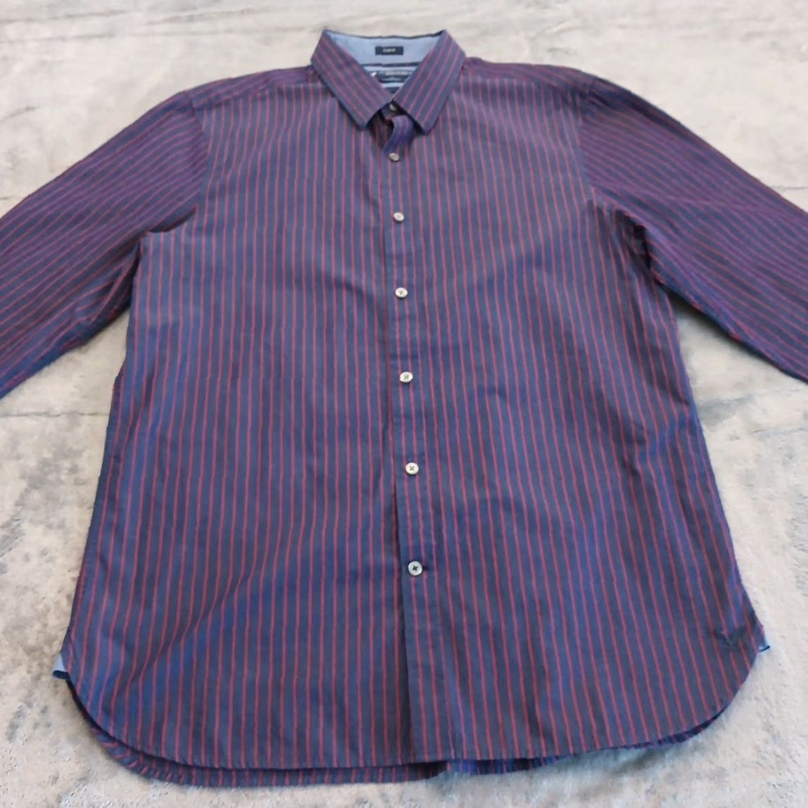 American Eagle Outfitters American Eagle Outfitters Shirt Mens Large Slim Button-Up Striped Long Sleeve Blue Size US L / EU 52-54 / 3 - 4 Thumbnail