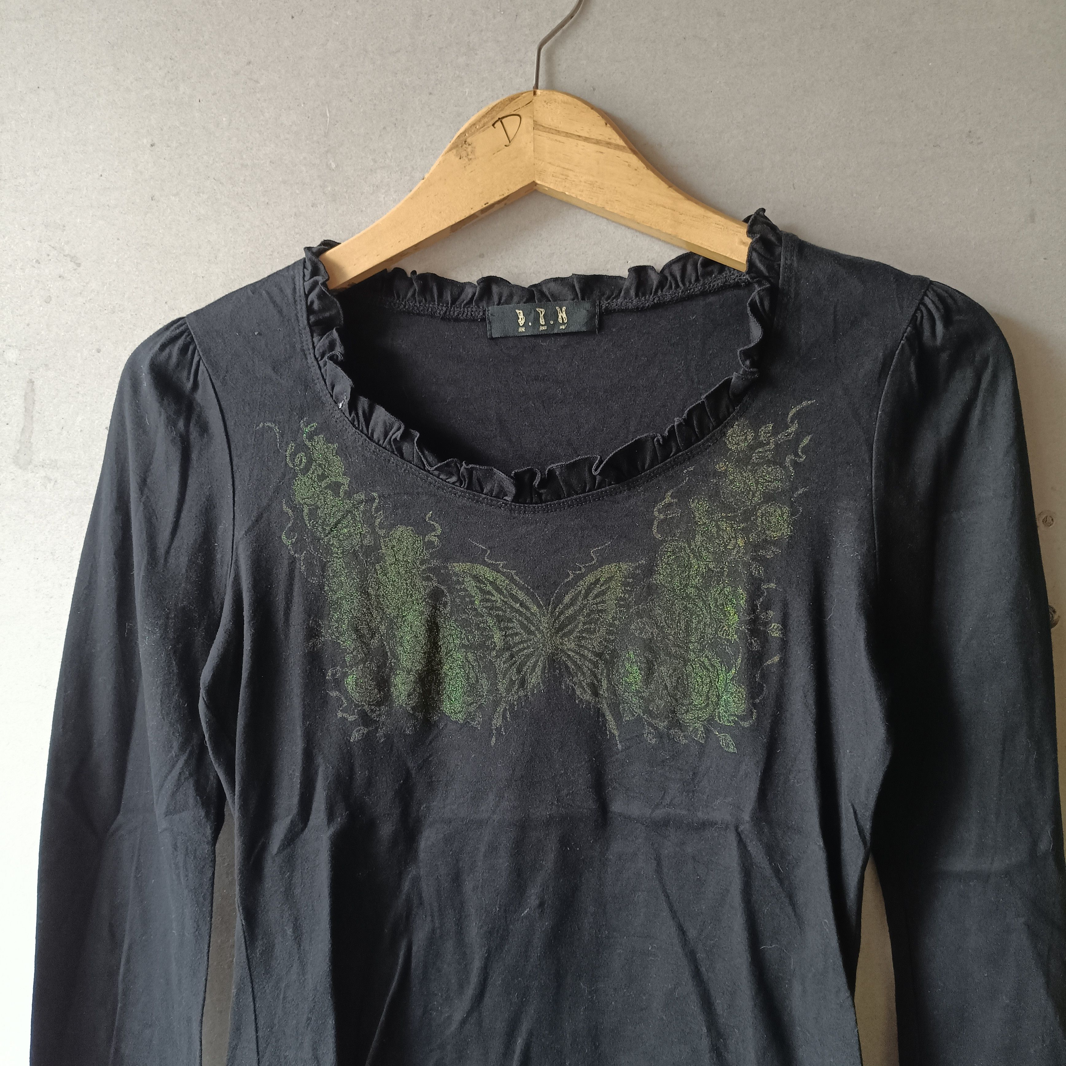 Japanese Brand 2000s Black Piece Now - Long Sleeve butterfly apocalypse Size M / US 6-8 / IT 42-44 - 2 Thumbnail