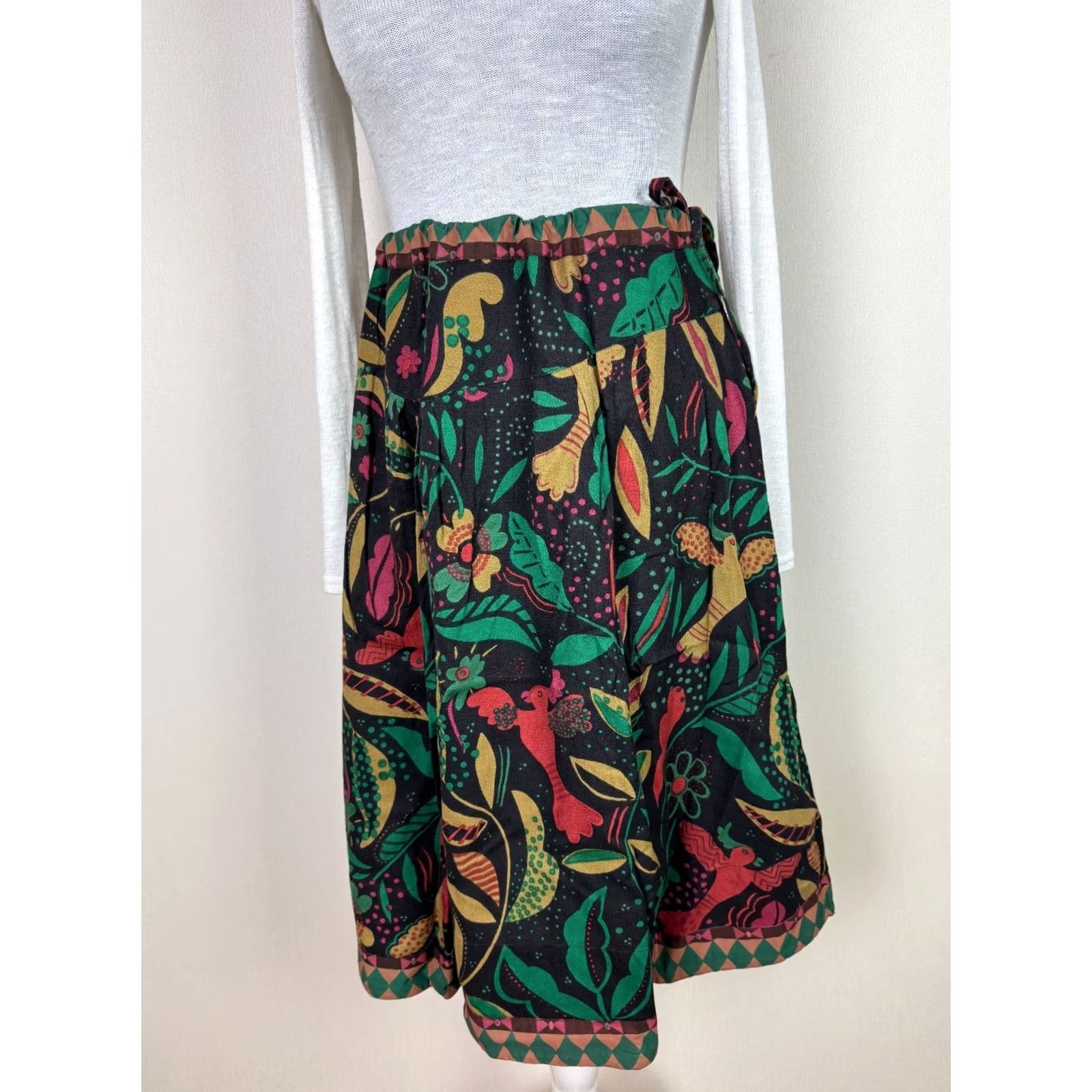 Vintage Gudrun Sjoden Skirt L/XL Midi A-Line Multicoloured Womens Size 36" / US 14 / IT 50 - 2 Thumbnail