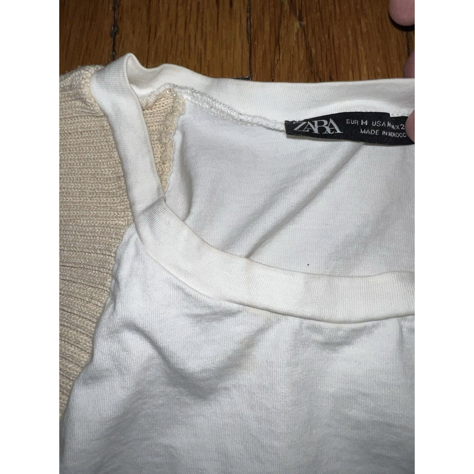 Zara ZARA White cotton knit sleeve blouse tank top Size M A003115 Size XXS / US 00 / IT 34 - 3 Thumbnail