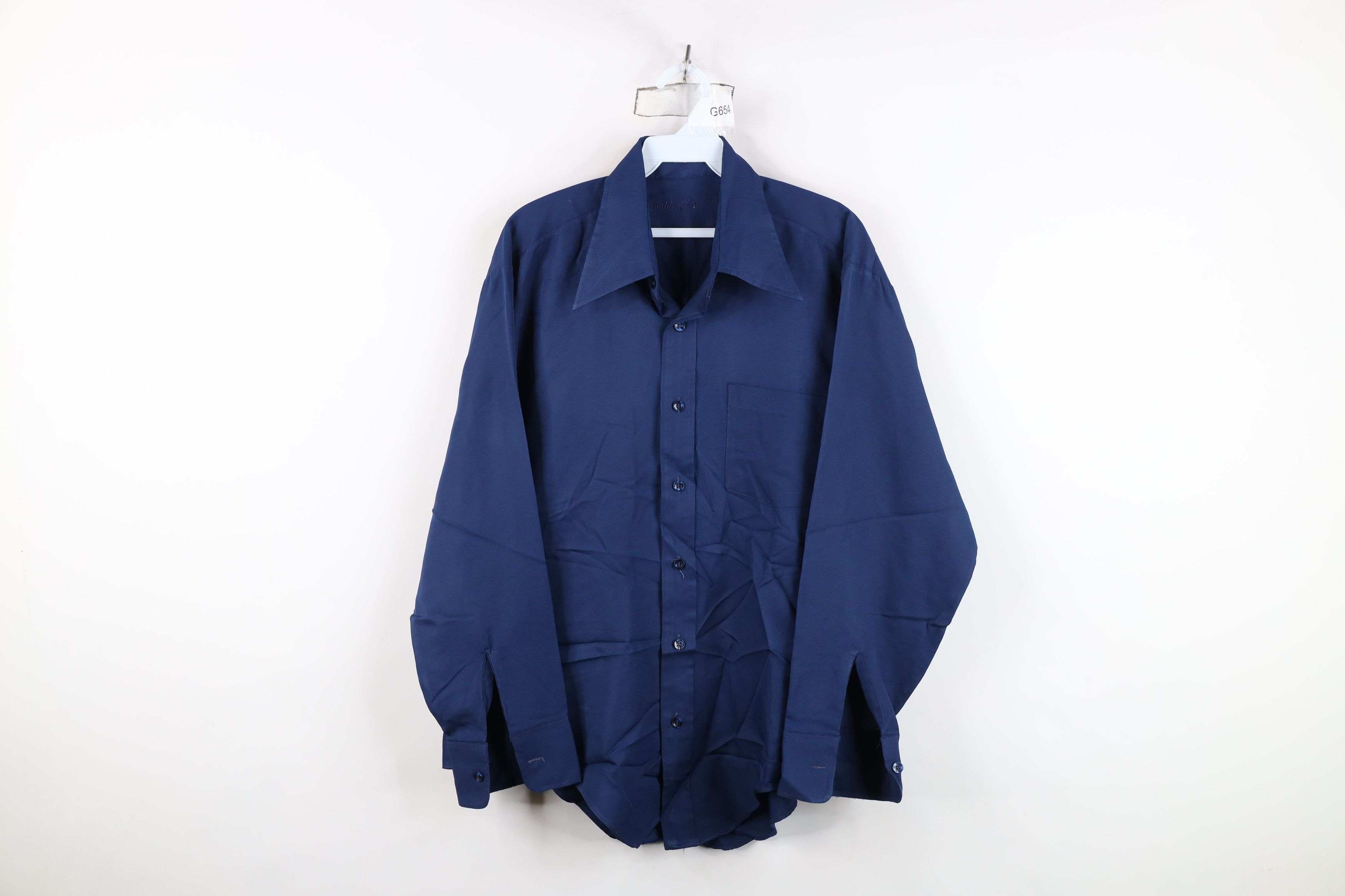 Vintage Vintage 70s Streetwear Knit Collared Button Shirt Blue Size US M / EU 48-50 / 2 - 1 Thumbnail