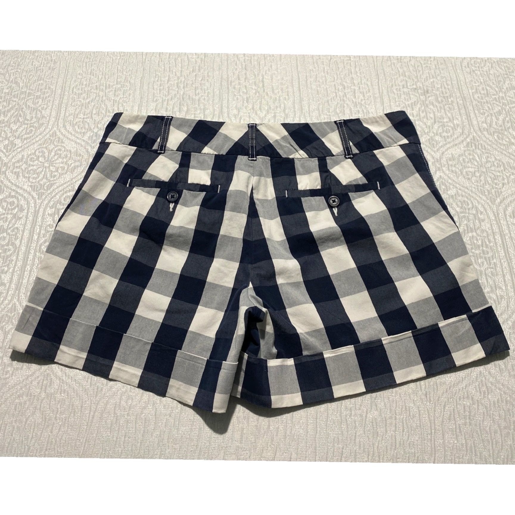 Tommy Hilfiger Tommy Hilfiger Womens Chino Shorts Navy Blue White Gingham Check 8 Cuffed Shirt/Shorts Size 30" / US 8 / IT 44 - 2 Thumbnail