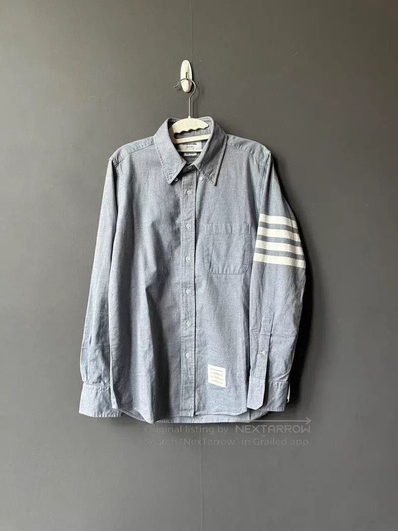 Thom Browne Thom Browne Blue Sleeve Logo Shirt Size US M / EU 48-50 / 2 - 1 Thumbnail