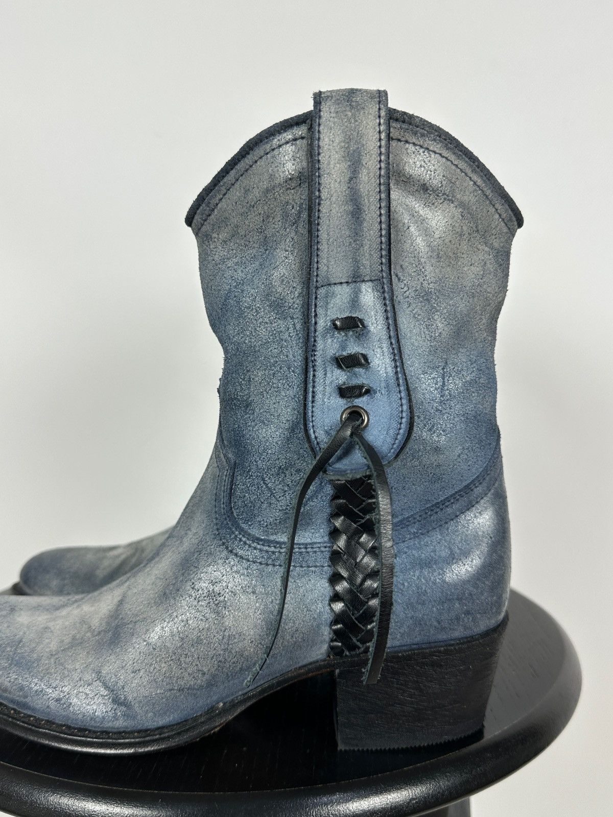 Sendra Sendra Dr.Adams Blue Leather Cowboy Biker Ankle Boots Size US 6 / IT 36 - 15 Thumbnail