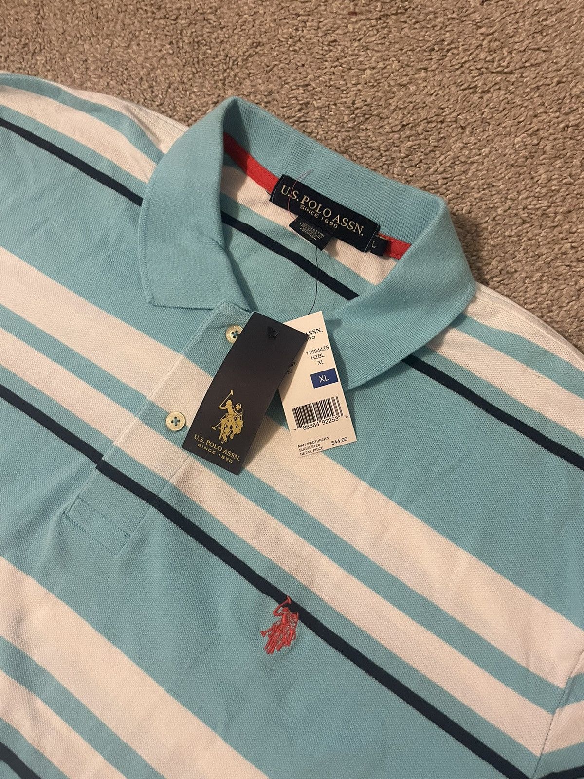 Polo Ralph Lauren × U.S. Polo Assn. US Polo Assn Striped Light Blue Polo Shirt XL NEW With Tags Size US XL / EU 56 / 4 - 3 Thumbnail