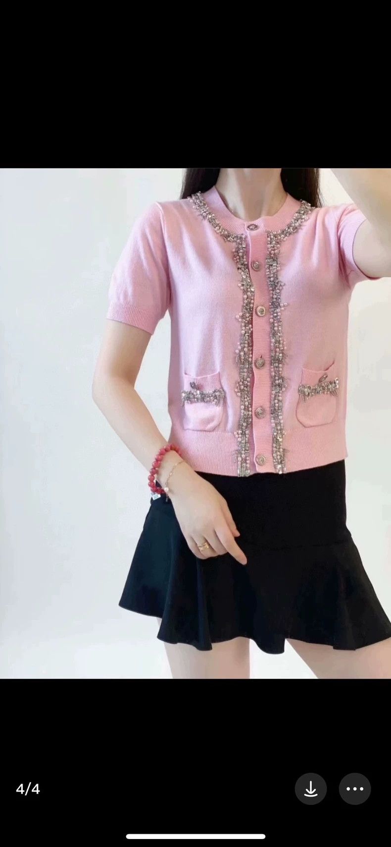 Chanel Chanel Chanel pink cashmere heavy industry stud beaded shor Size XXS / US 00 / IT 34 - 6 Thumbnail