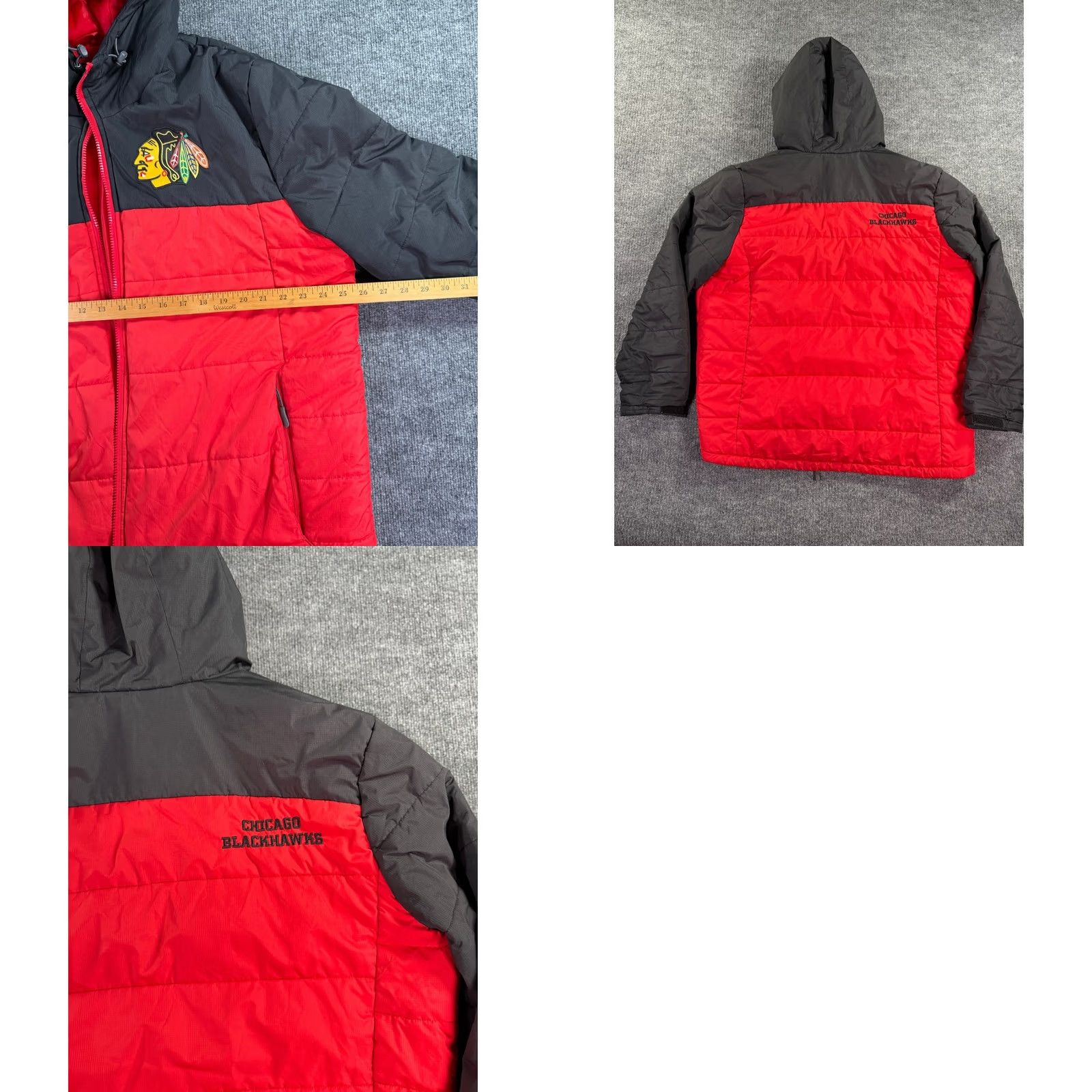 G-III GIII Sports Chicago Blackhawks Puffer Jacket Mens XL Red Black Quilted Polyester Size US XL / EU 56 / 4 - 8 Thumbnail