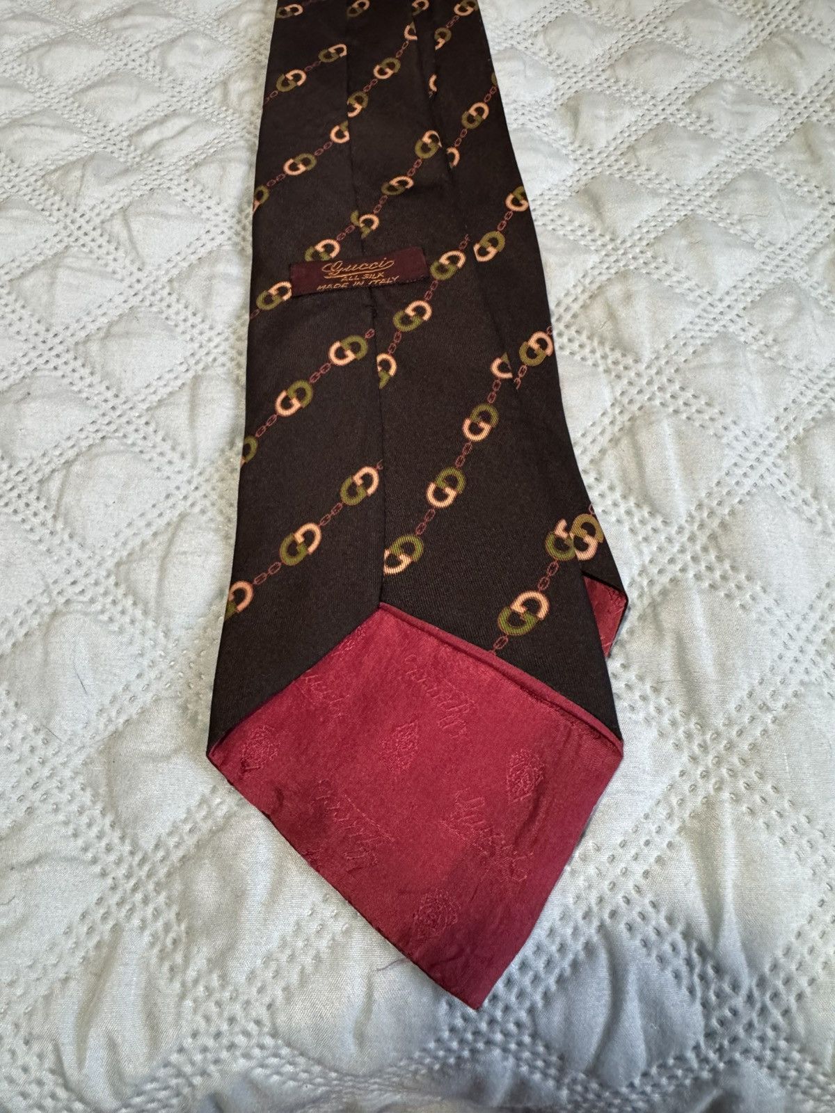 Gucci Vintage 80s Gucci Silk Tie - Interlocking G Logo Size 40 - 4 Thumbnail