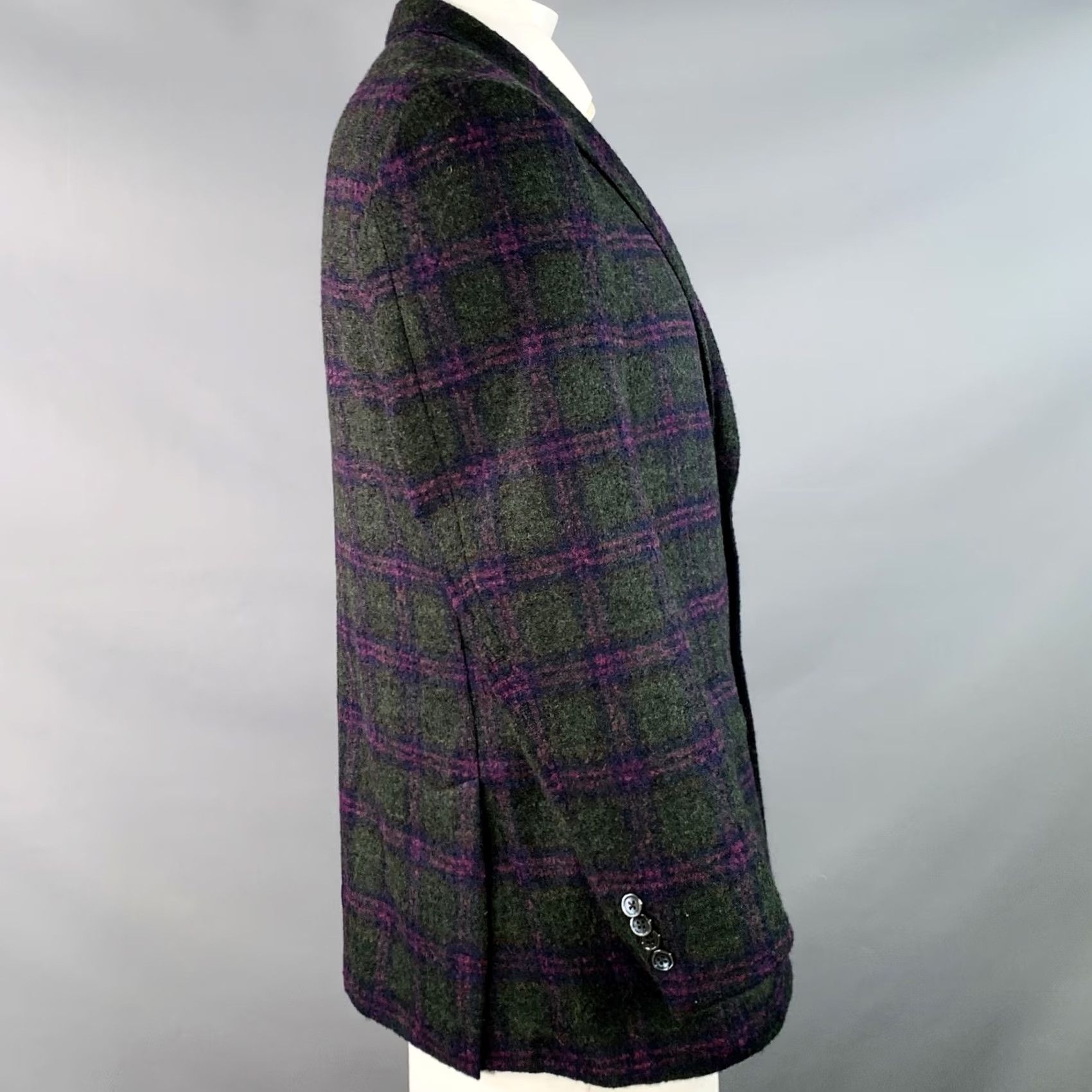 Robert Talbott ROBERT TALBOTT Sport Coat Green Purple Plaid Alpaca Wool Size 42 Regular Mens Size US XS / EU 42 / 0 - 3 Thumbnail