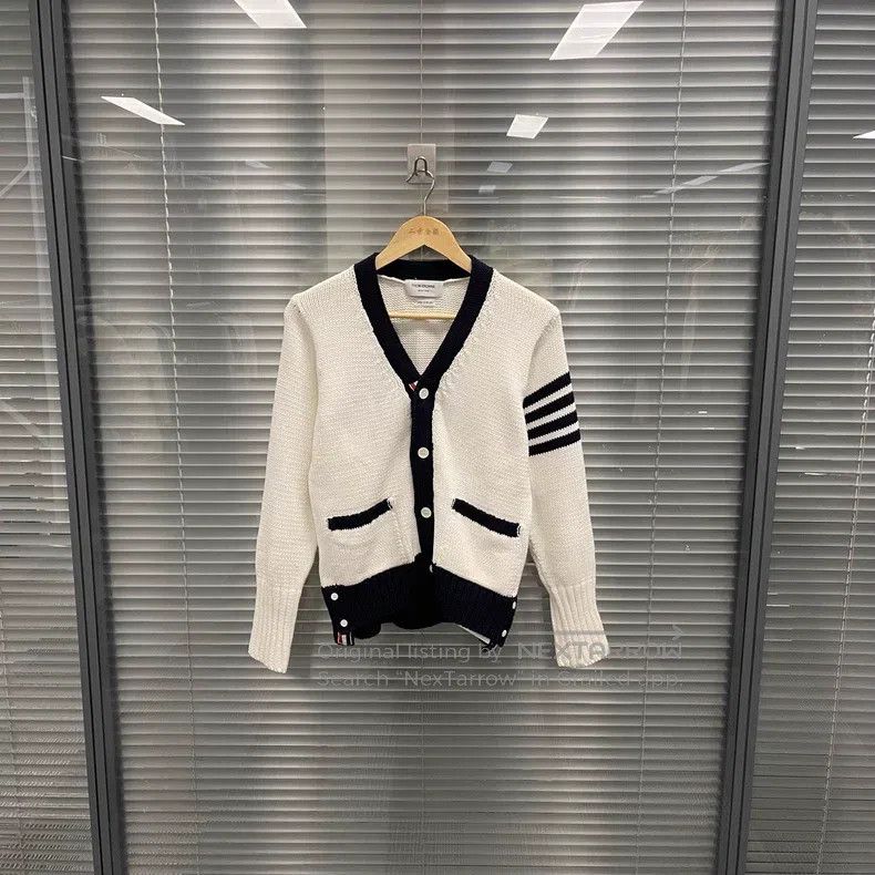 Thom Browne Thom Browne Classic Striped Four-Button Knit Open-Cardigan Size US XS / EU 42 / 0 - 1 Thumbnail