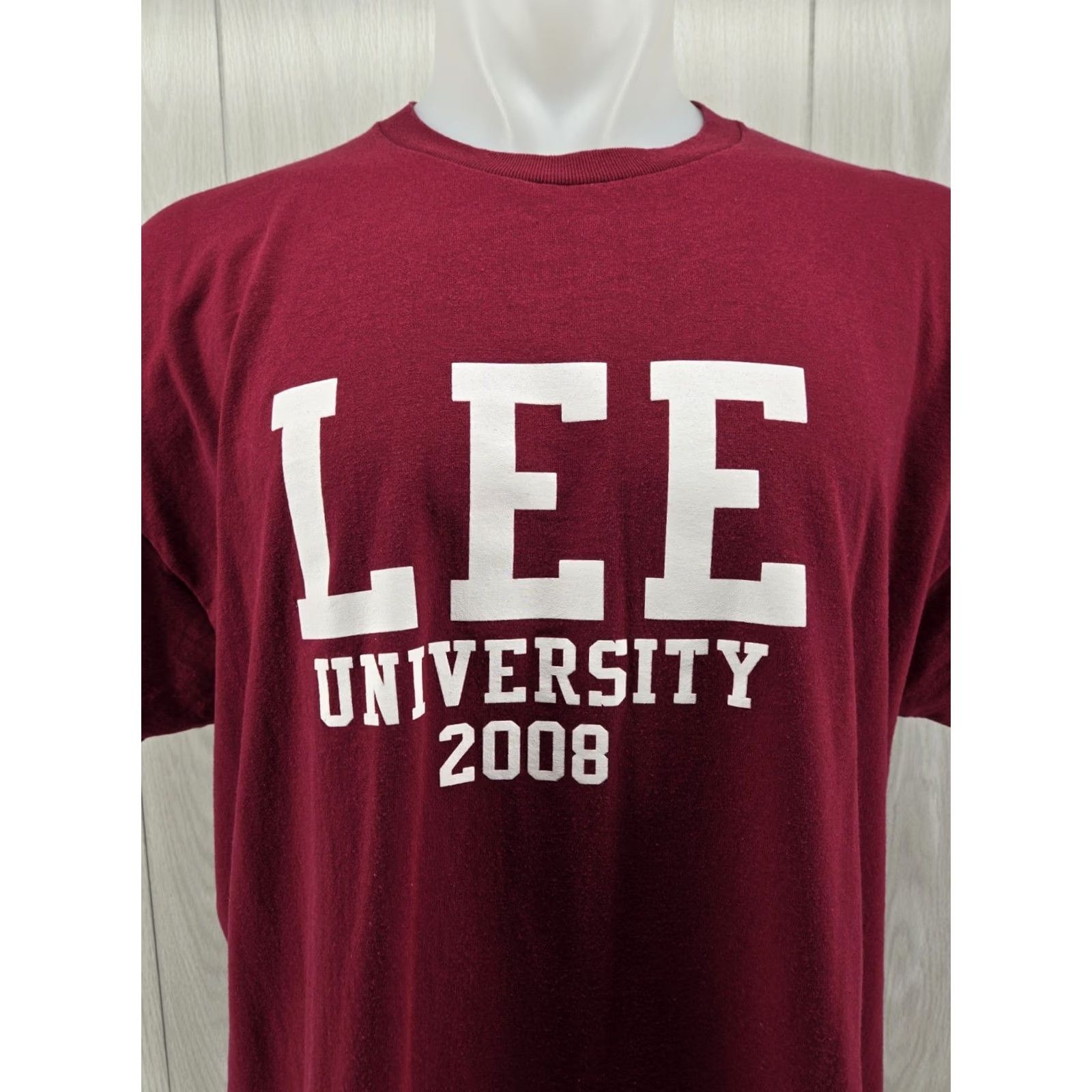 Fruit Of The Loom VINTAGE LEE University T Shirt Spellout Graphic 2XL Red Cotton Jersey Crew Neck Short Sleeve Men US Size US XXL / EU 58 / 5 - 3 Thumbnail
