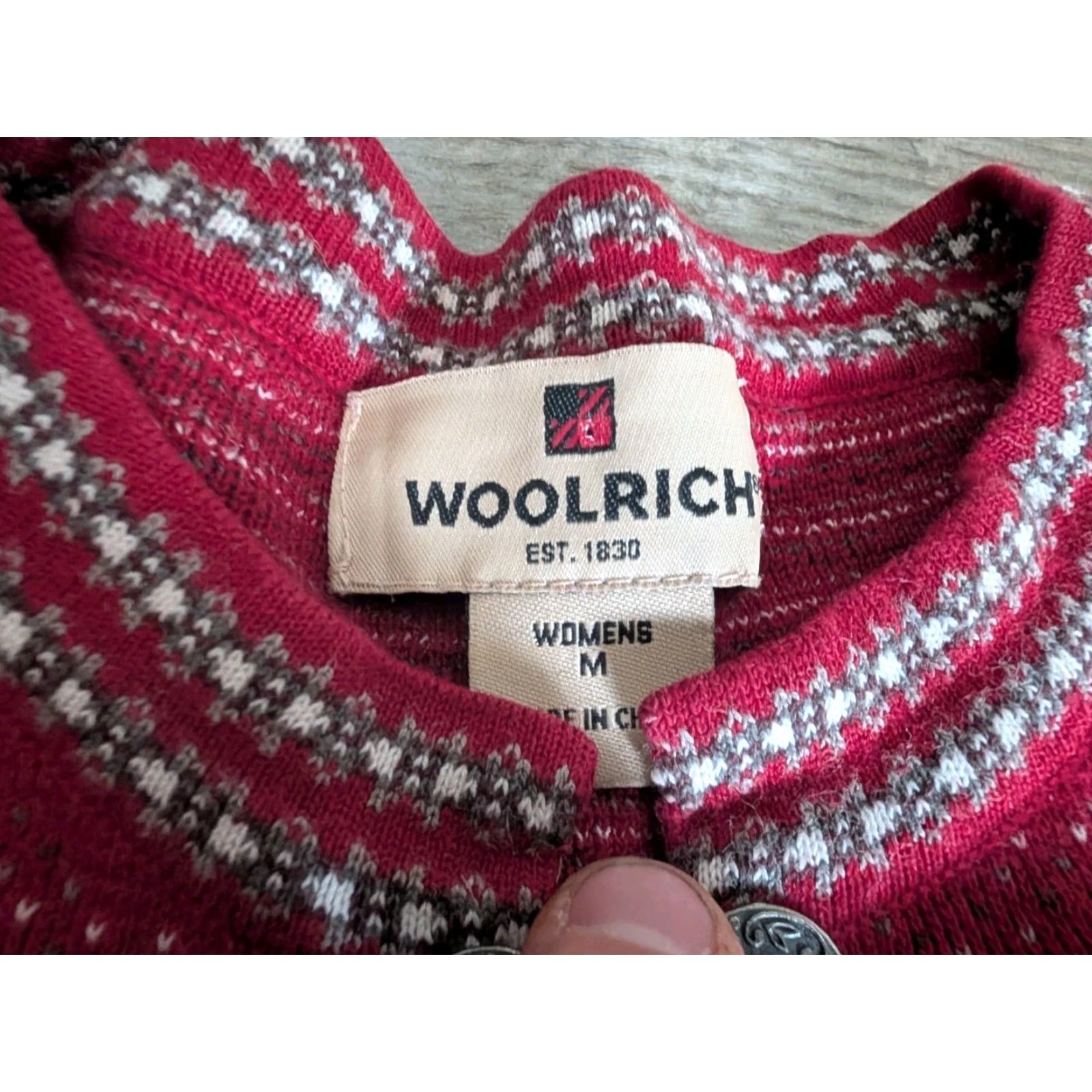Vintage VINTAGE Woolrich Fair Isle Nordic Sweater Ruby Red Medium Pullover Clasp Women's 90s Y2K Size M / US 6-8 / IT 42-44 - 7 Thumbnail