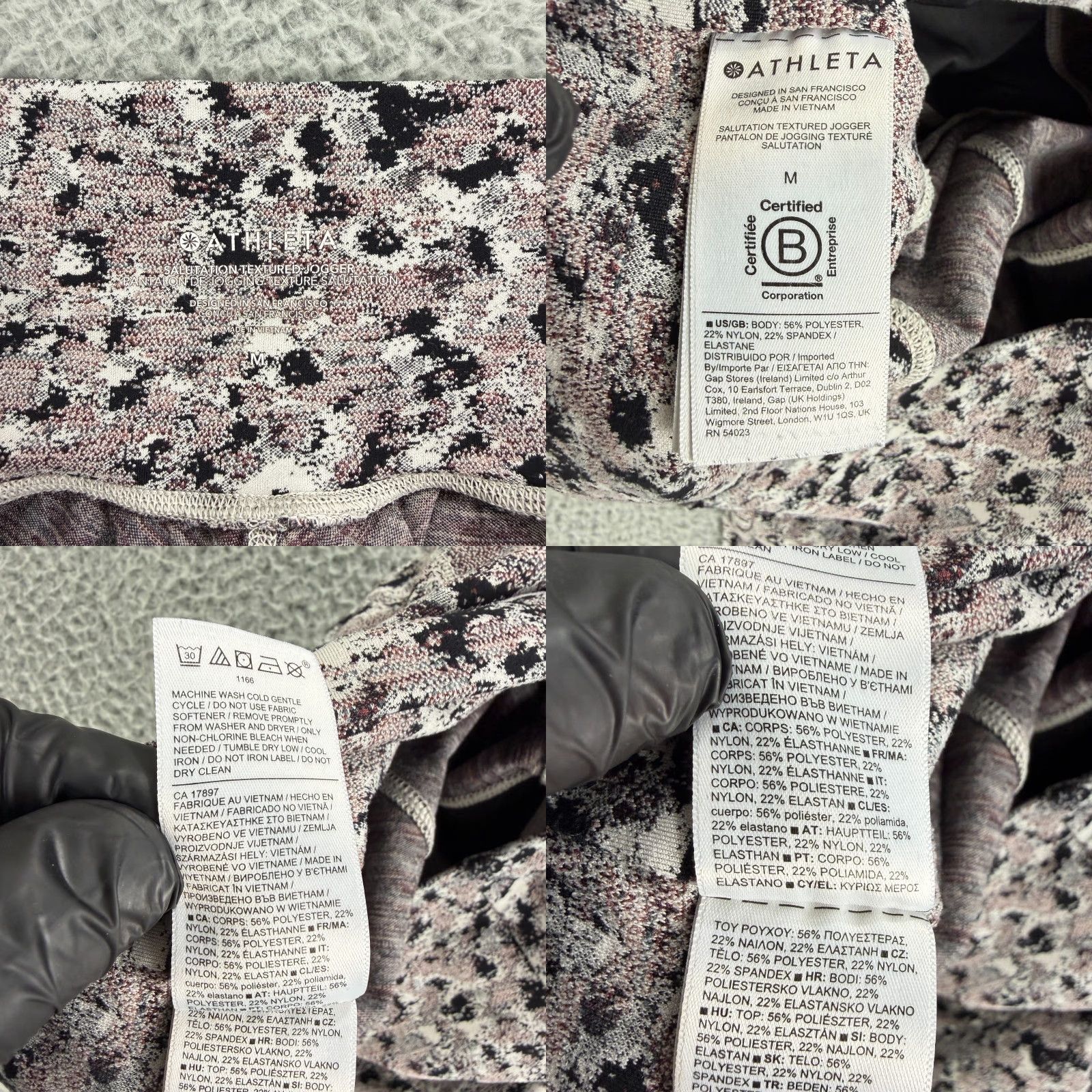Athleta Athleta Salutation Textured Jogger Pants Womens Medium Pink Pull On High-Rise Size 32" / US 10 / IT 46 - 9 Thumbnail